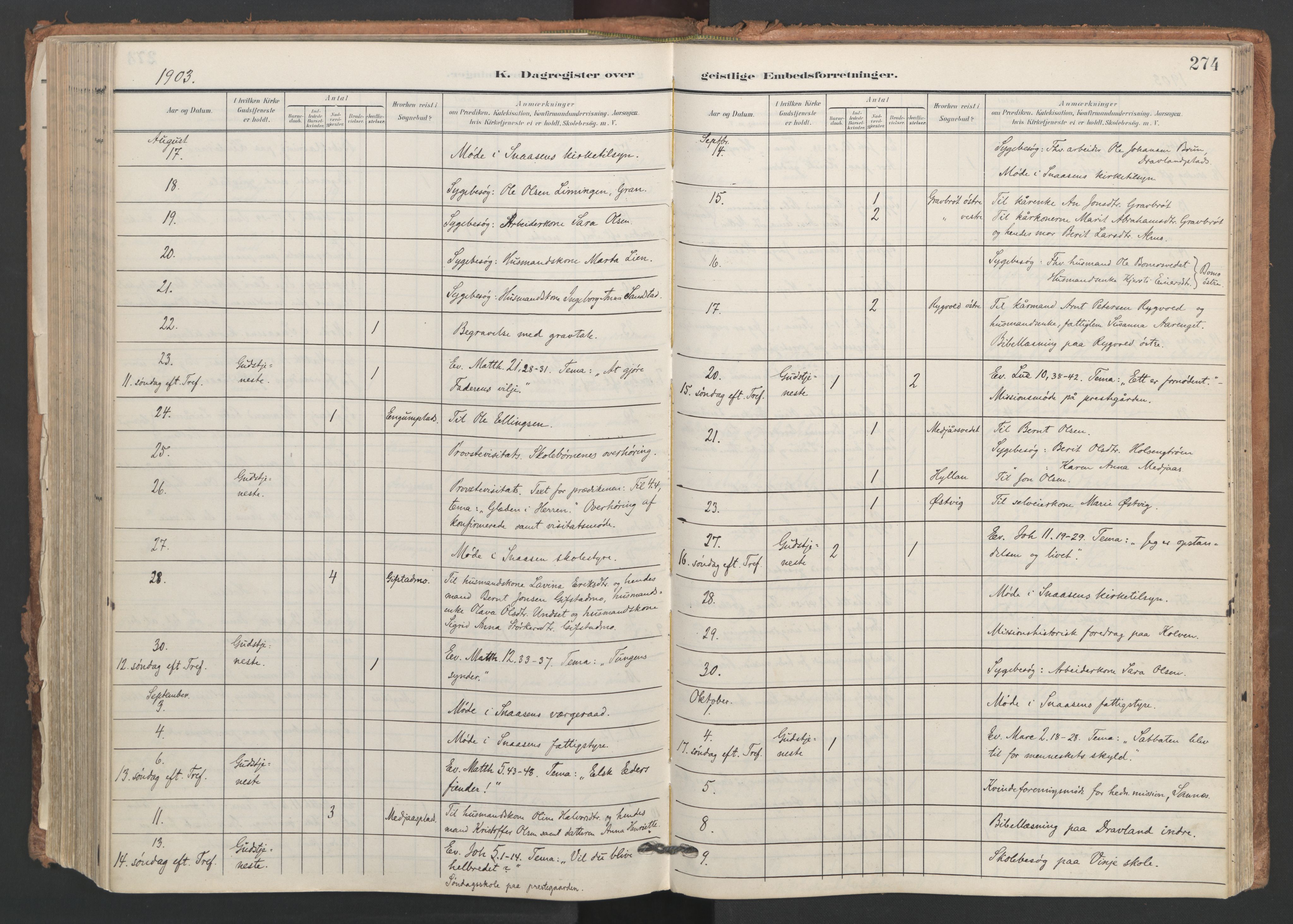 Ministerialprotokoller, klokkerbøker og fødselsregistre - Nord-Trøndelag, AV/SAT-A-1458/749/L0477: Parish register (official) no. 749A11, 1902-1927, p. 274