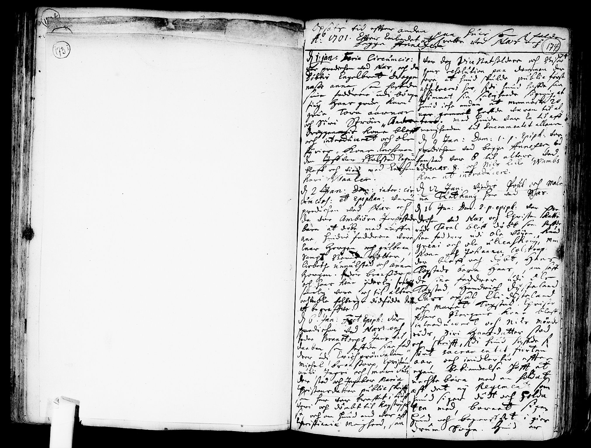 Nes prestekontor Kirkebøker, SAO/A-10410/F/Fa/L0001: Parish register (official) no. I 1, 1689-1716, p. 174