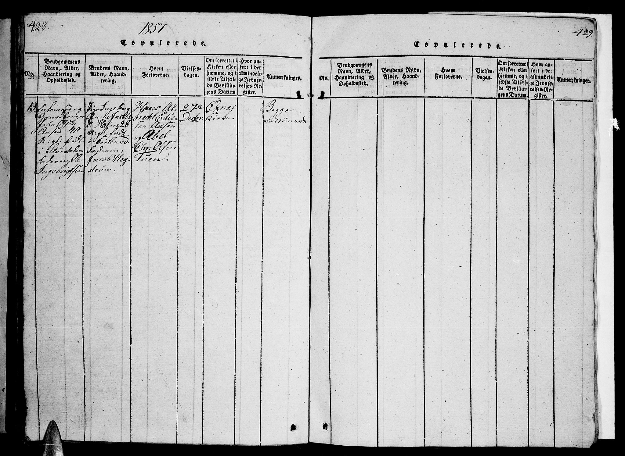 Ministerialprotokoller, klokkerbøker og fødselsregistre - Nordland, AV/SAT-A-1459/893/L1346: Parish register (copy) no. 893C01, 1820-1858, p. 428-429