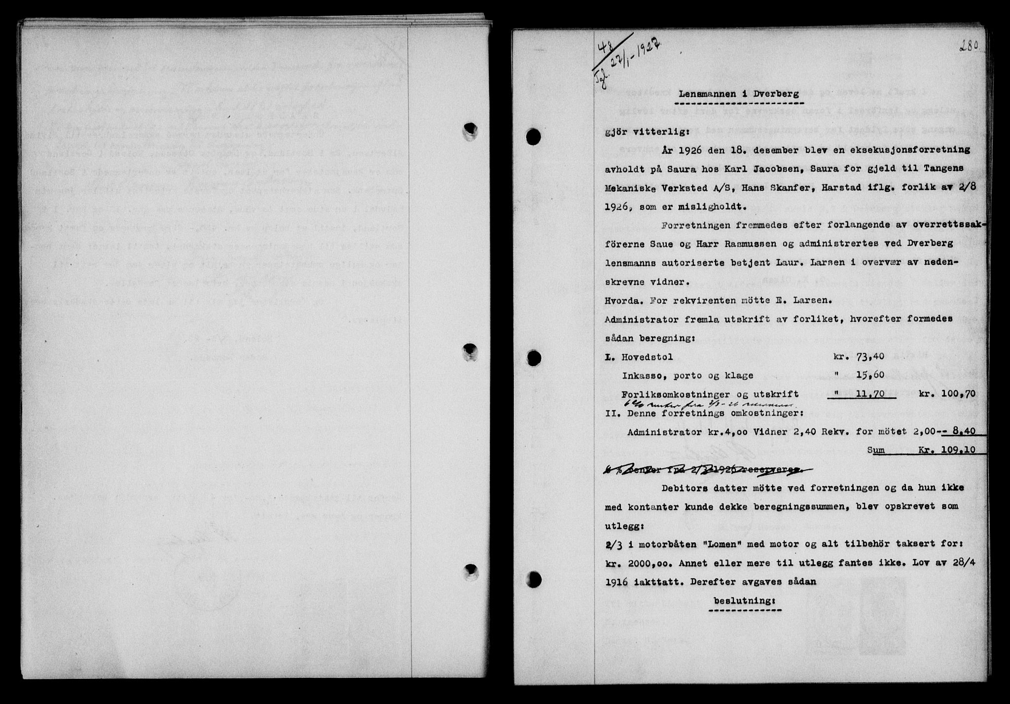 Vesterålen sorenskriveri, SAT/A-4180/1/2/2Ca/L0043: Mortgage book no. 36, 1926-1927, Deed date: 27.01.1927