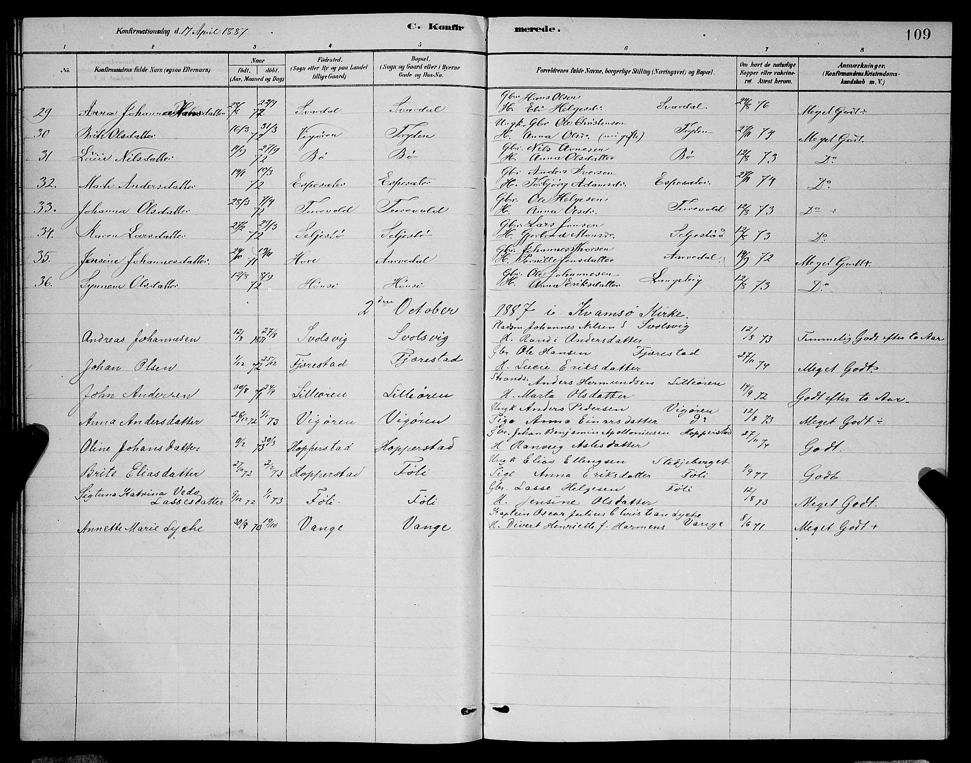 Vik sokneprestembete, SAB/A-81501: Parish register (copy) no. A 3, 1878-1894, p. 109