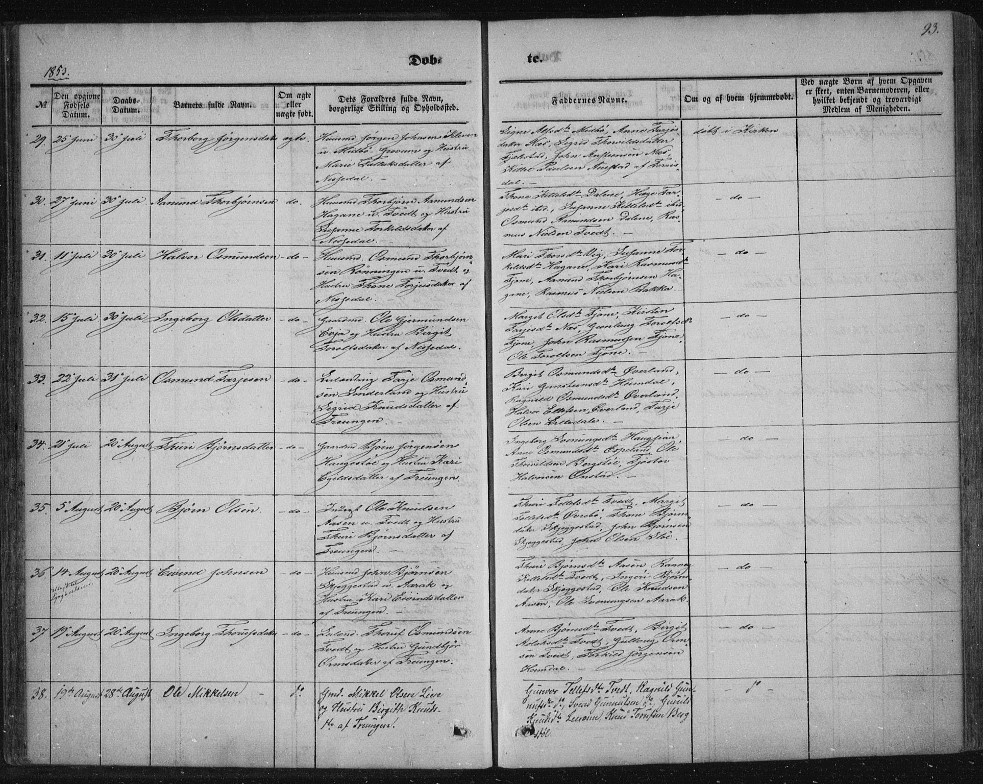 Nissedal kirkebøker, SAKO/A-288/F/Fa/L0003: Parish register (official) no. I 3, 1846-1870, p. 92-93