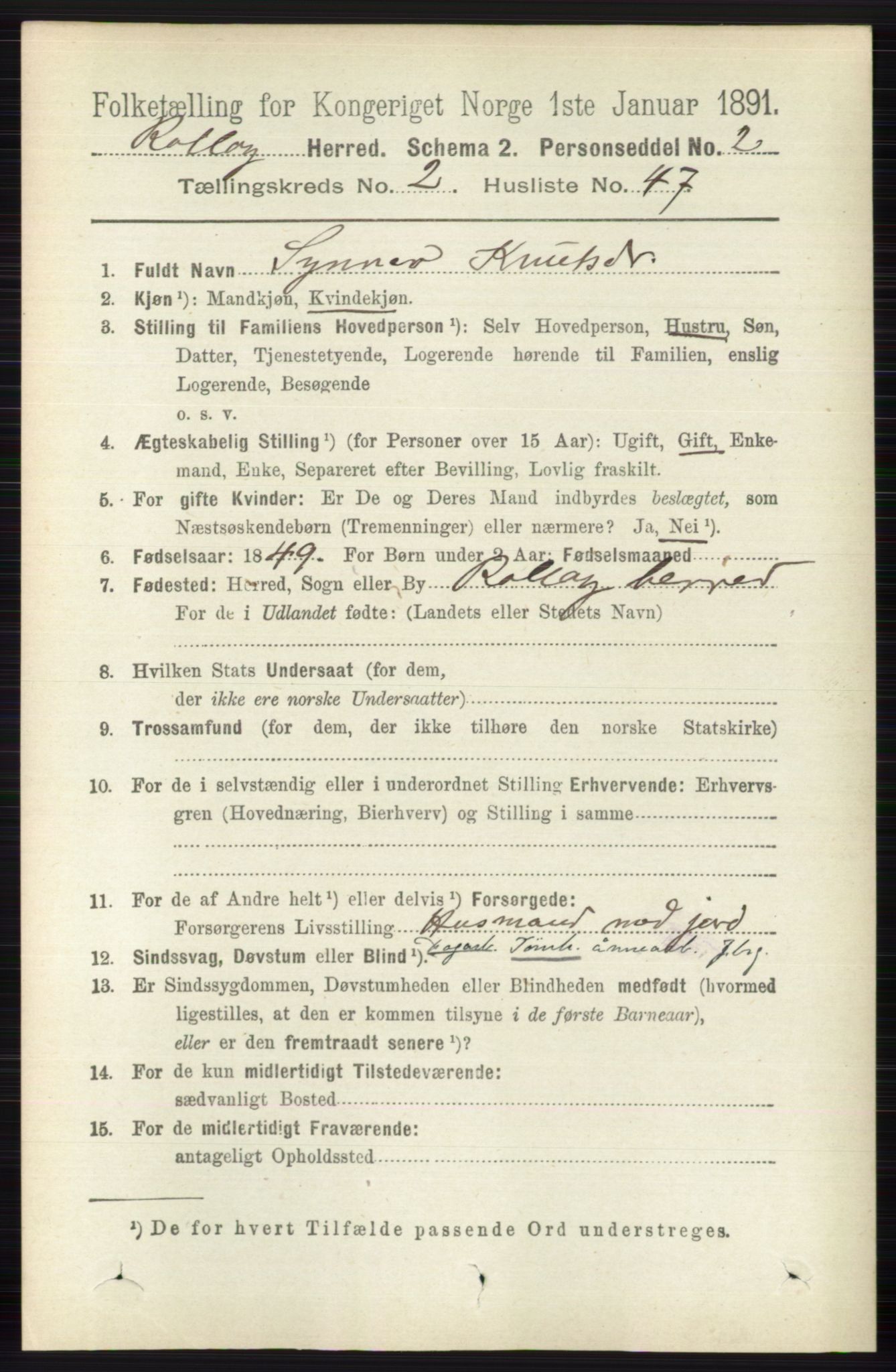 RA, 1891 census for 0632 Rollag, 1891, p. 720