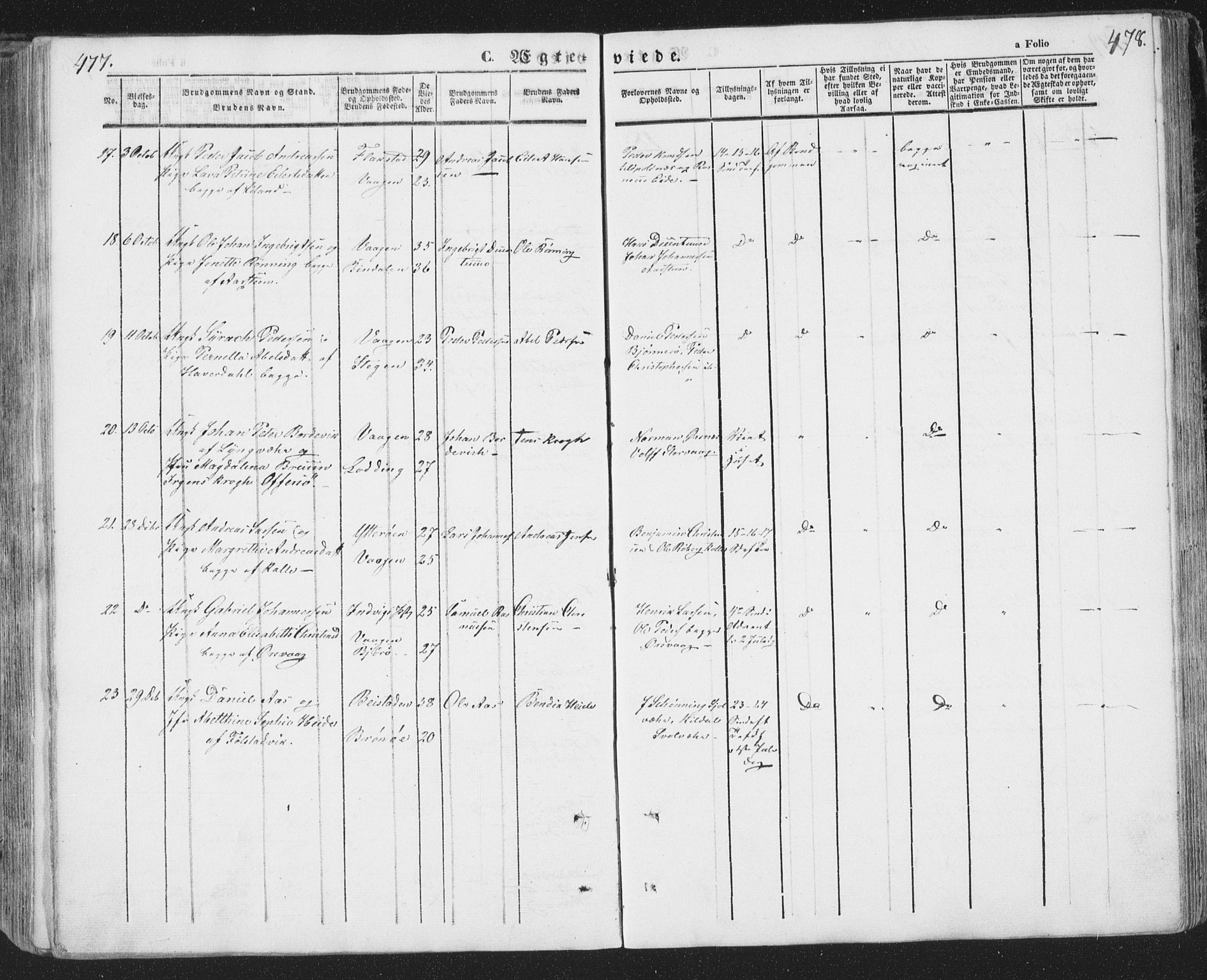 Ministerialprotokoller, klokkerbøker og fødselsregistre - Nordland, SAT/A-1459/874/L1072: Parish register (copy) no. 874C01, 1843-1859, p. 477-478