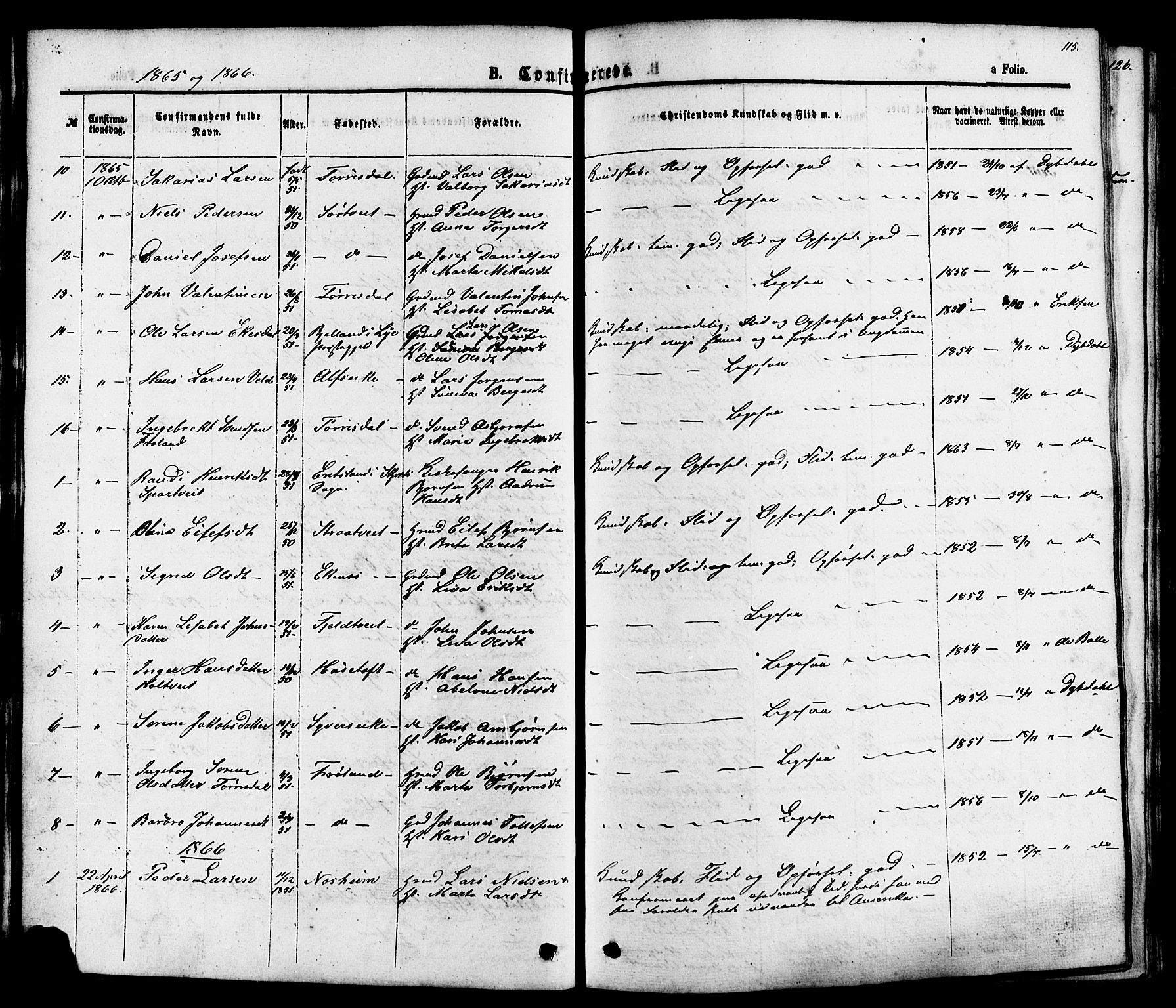 Skjold sokneprestkontor, AV/SAST-A-101847/H/Ha/Haa/L0007: Parish register (official) no. A 7, 1857-1882, p. 115