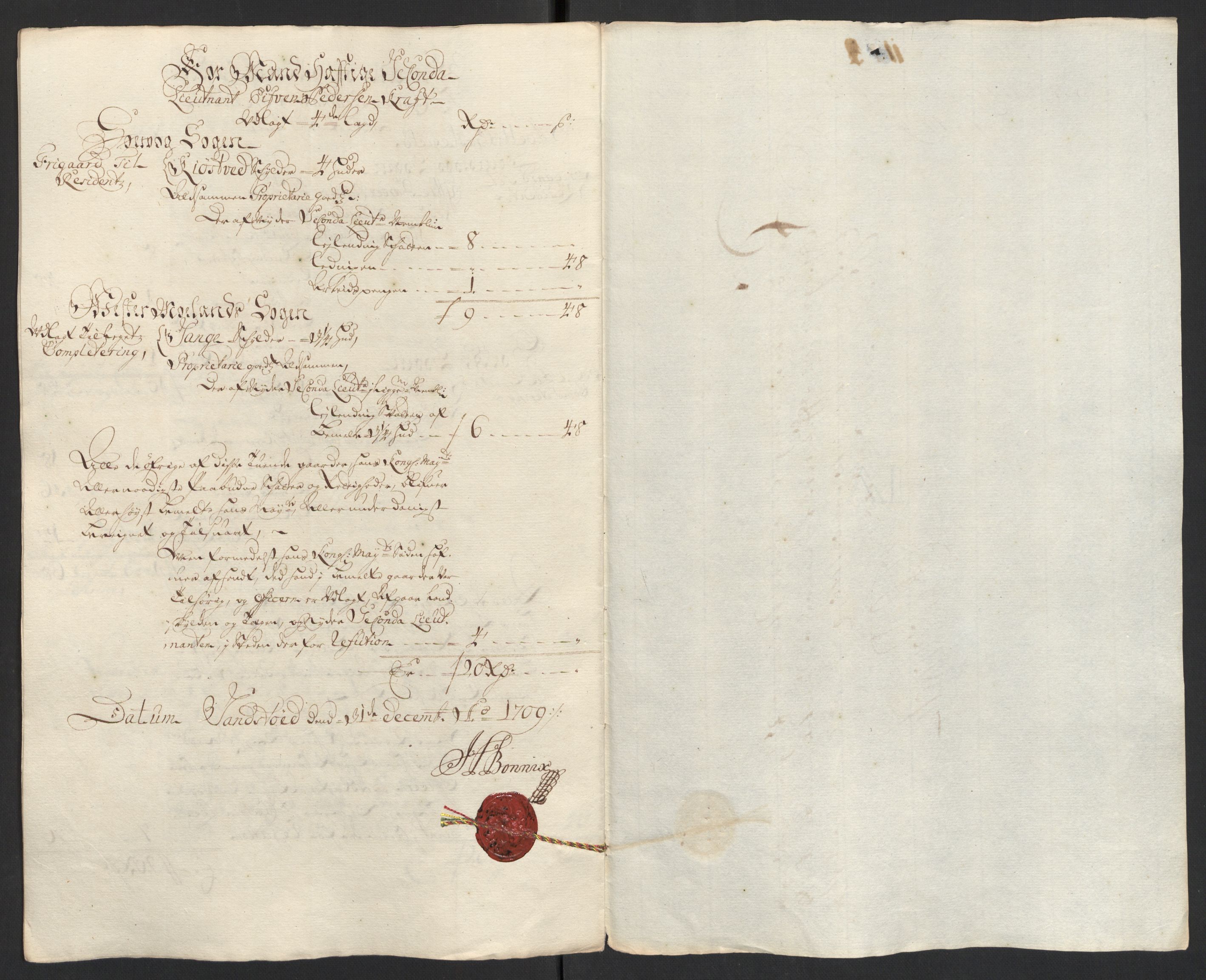 Rentekammeret inntil 1814, Reviderte regnskaper, Fogderegnskap, AV/RA-EA-4092/R39/L2318: Fogderegnskap Nedenes, 1706-1709, p. 480