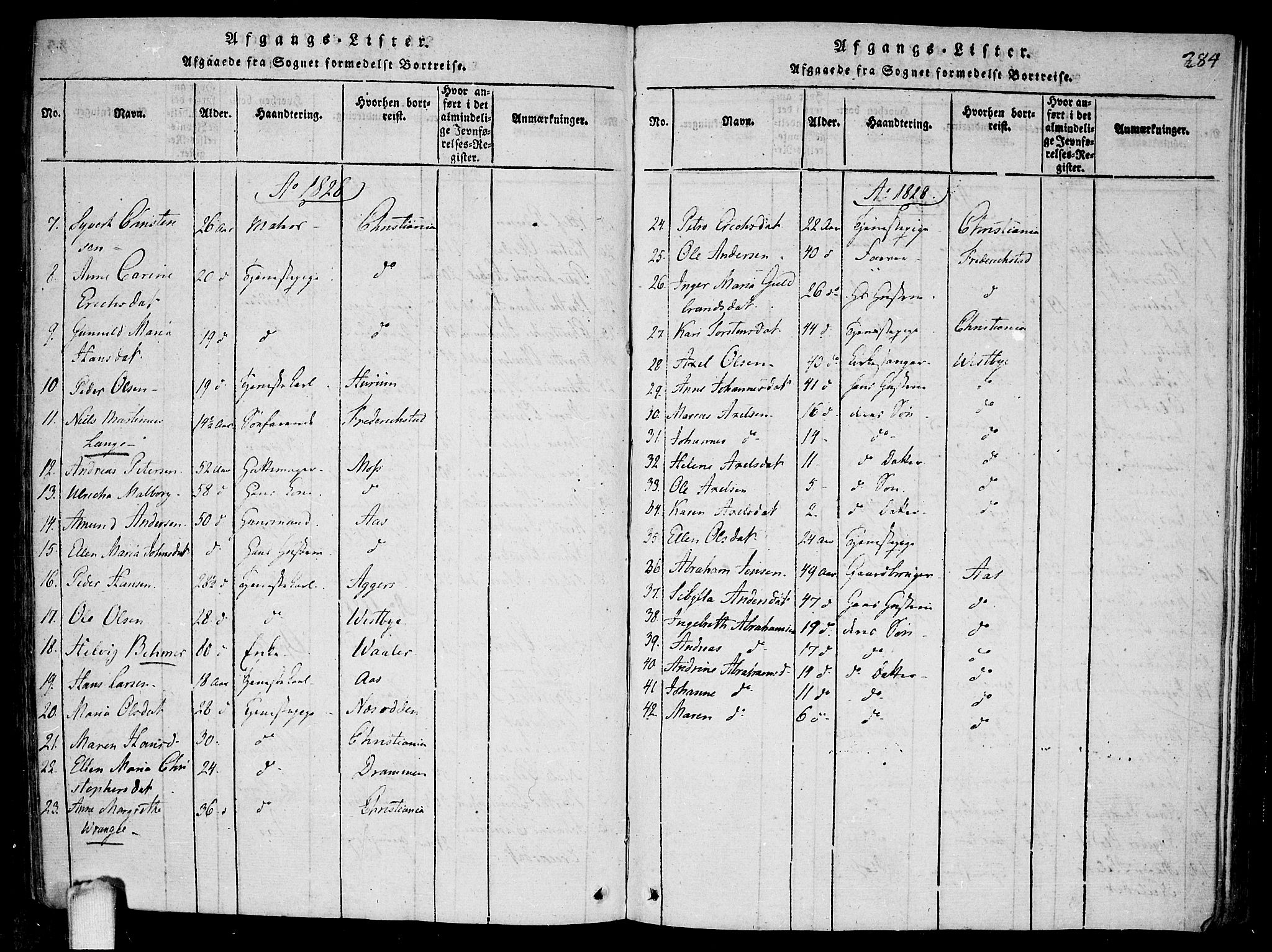 Drøbak prestekontor Kirkebøker, SAO/A-10142a/F/Fa/L0001: Parish register (official) no. I 1, 1816-1842, p. 284