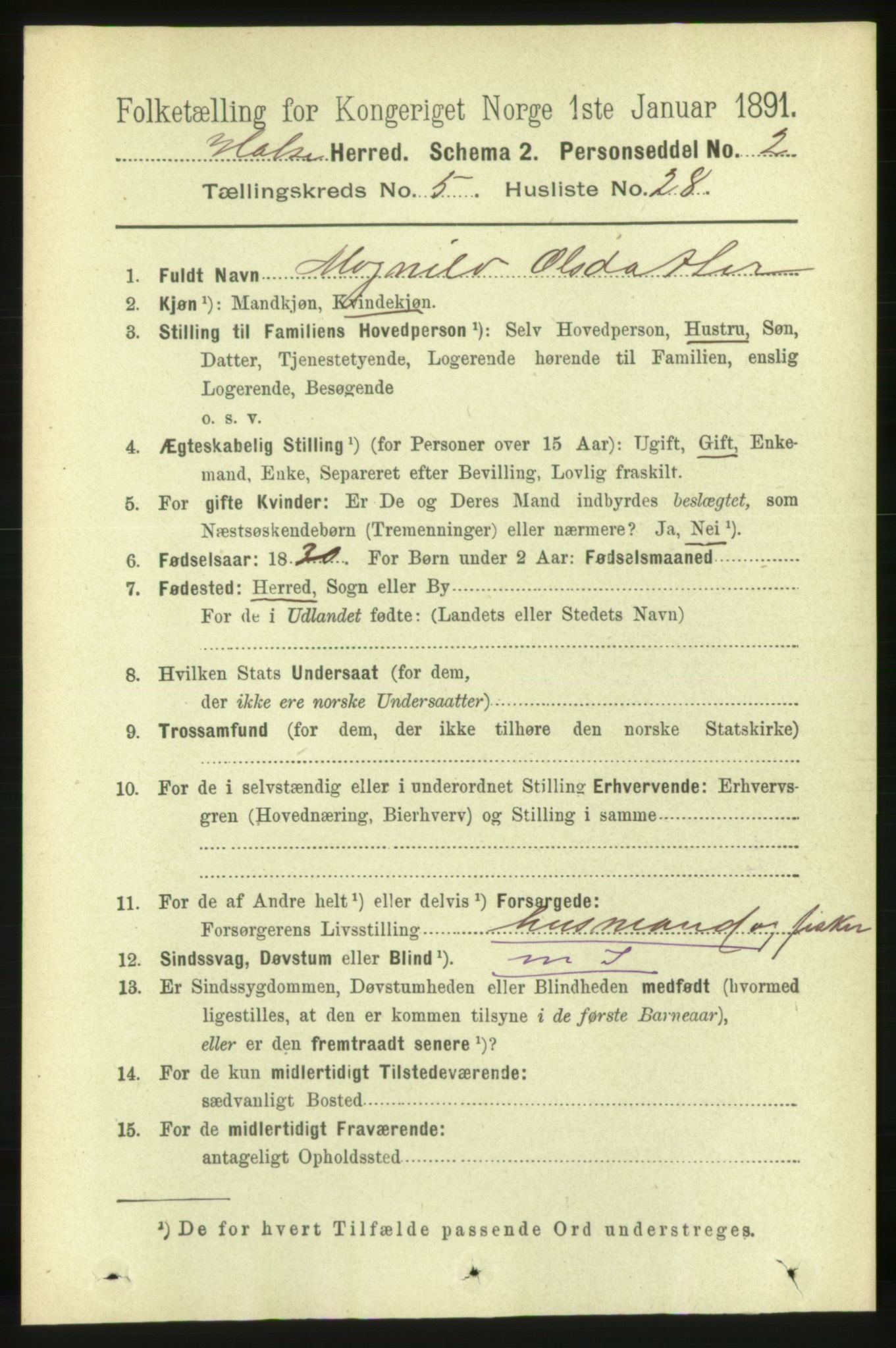 RA, 1891 census for 1571 Halsa, 1891, p. 1340