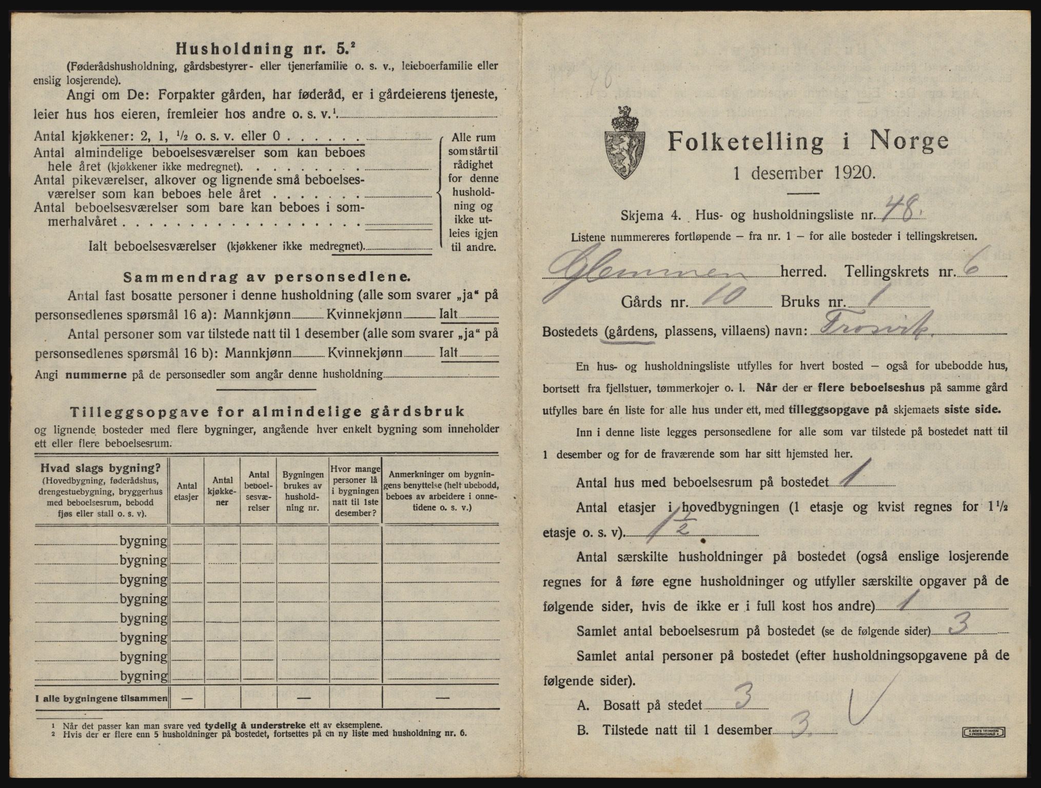 SAO, 1920 census for Glemmen, 1920, p. 2595