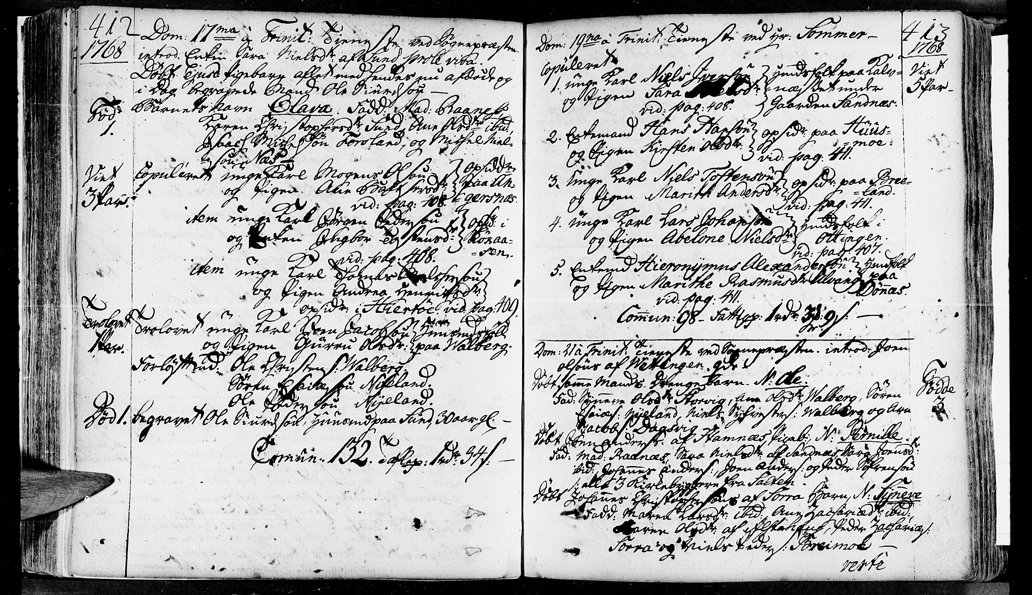 Ministerialprotokoller, klokkerbøker og fødselsregistre - Nordland, AV/SAT-A-1459/830/L0437: Parish register (official) no. 830A05 /2, 1768-1776, p. 412-413