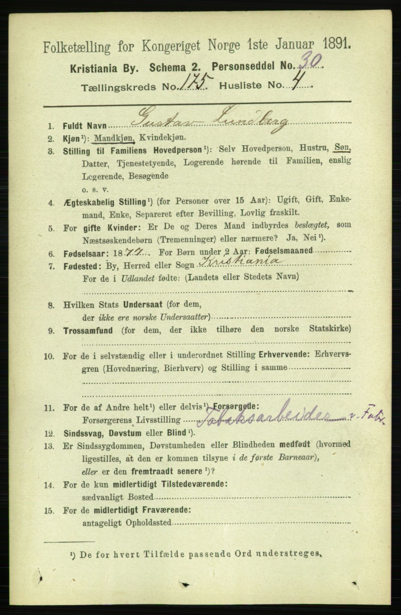 RA, 1891 census for 0301 Kristiania, 1891, p. 105053
