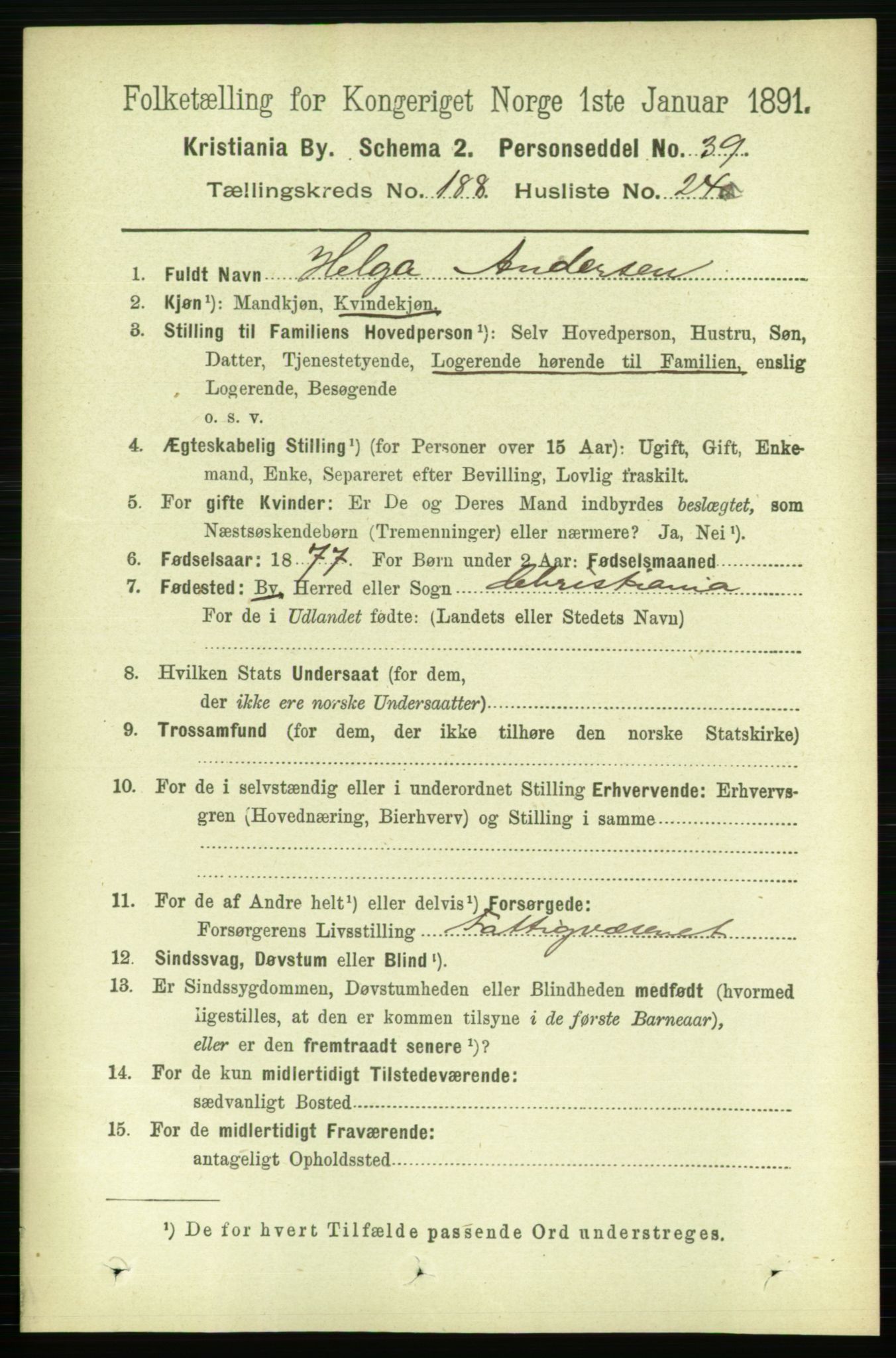 RA, 1891 census for 0301 Kristiania, 1891, p. 112990