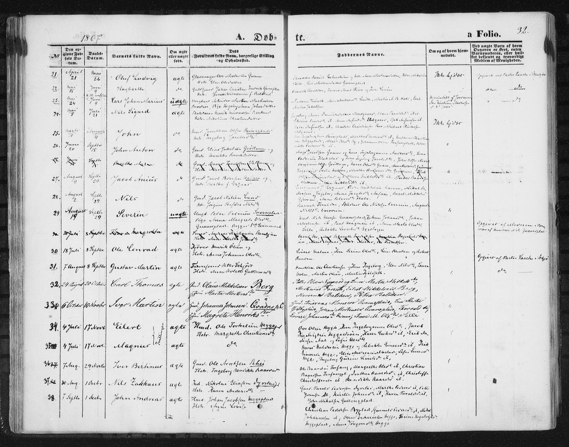 Ministerialprotokoller, klokkerbøker og fødselsregistre - Nord-Trøndelag, SAT/A-1458/746/L0447: Parish register (official) no. 746A06, 1860-1877, p. 32