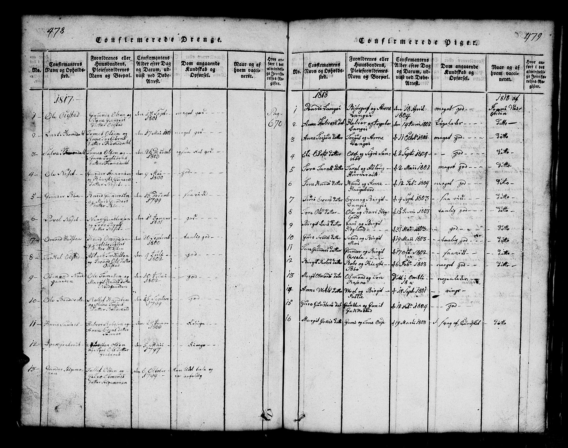 Bygland sokneprestkontor, AV/SAK-1111-0006/F/Fb/Fbb/L0001: Parish register (copy) no. B 1, 1816-1843, p. 479-480