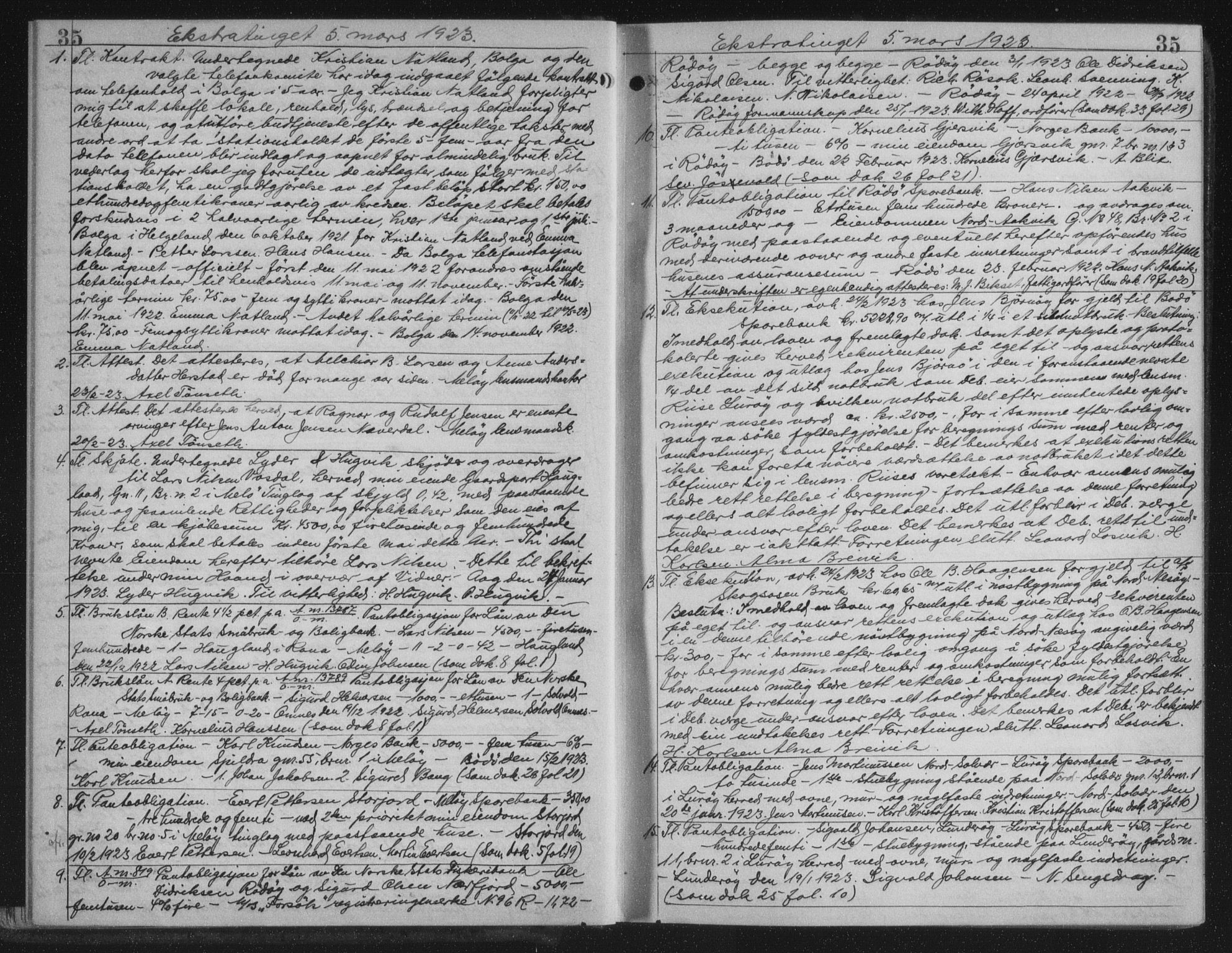 Rana sorenskriveri , AV/SAT-A-1108/1/2/2C/L0018: Mortgage book no. 18, 1923-1928, p. 35, Deed date: 05.03.1923