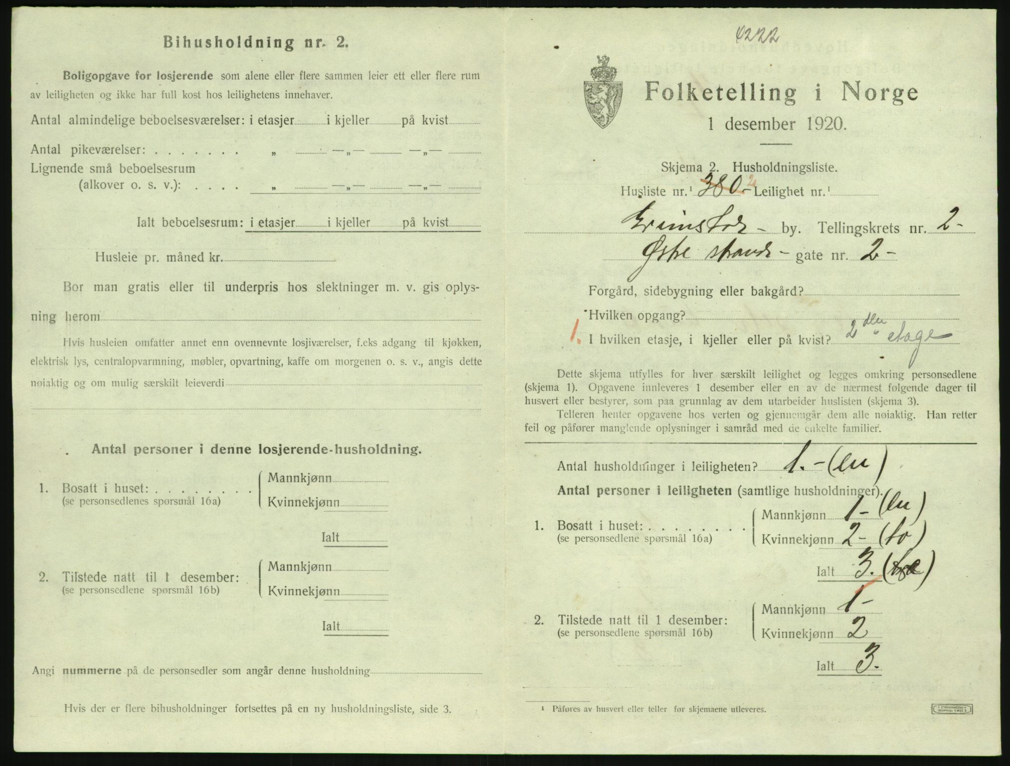 SAK, 1920 census for Grimstad, 1920, p. 1271