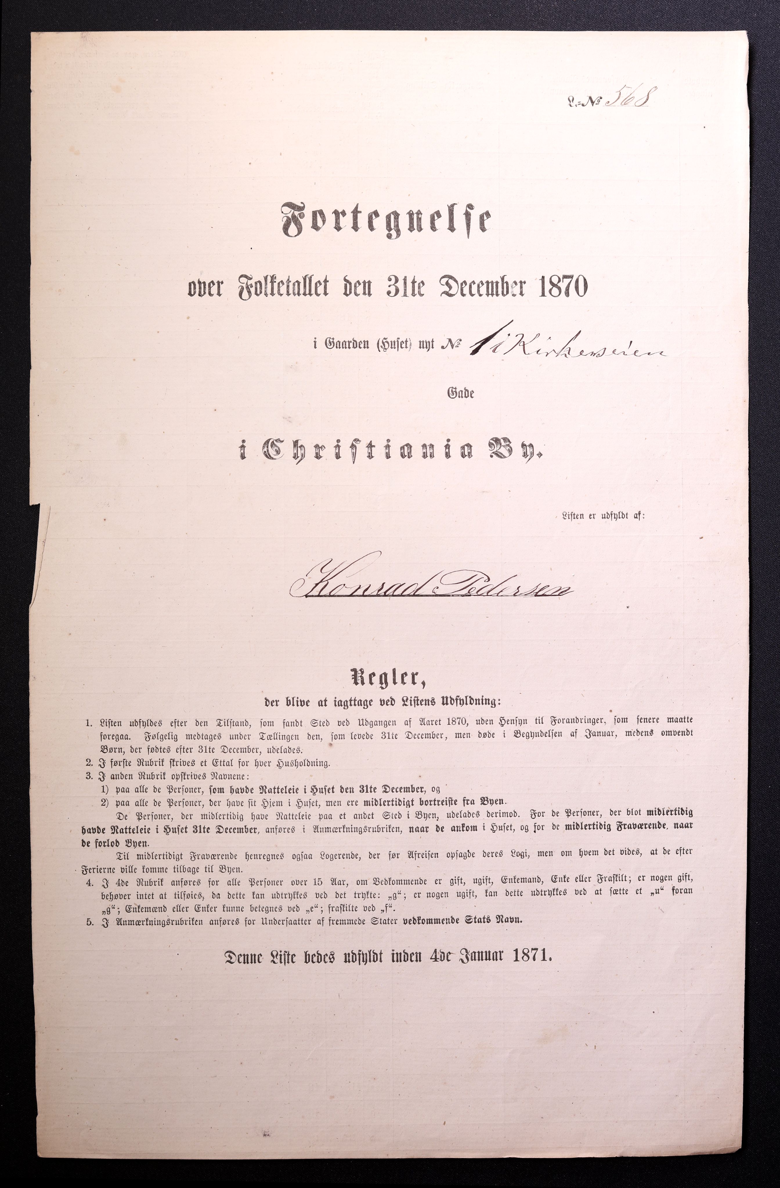 RA, 1870 census for 0301 Kristiania, 1870, p. 1524