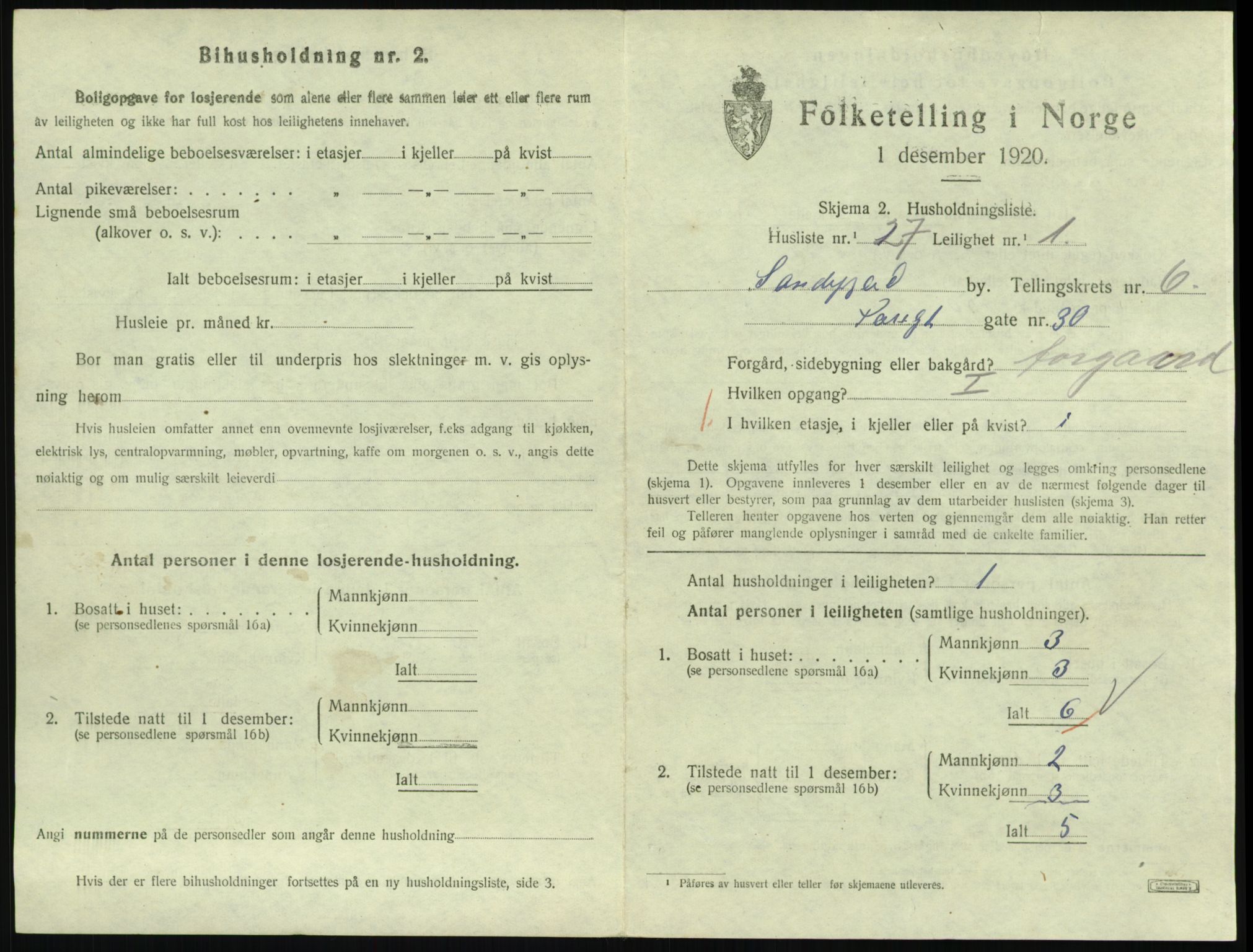 SAKO, 1920 census for Sandefjord, 1920, p. 2782