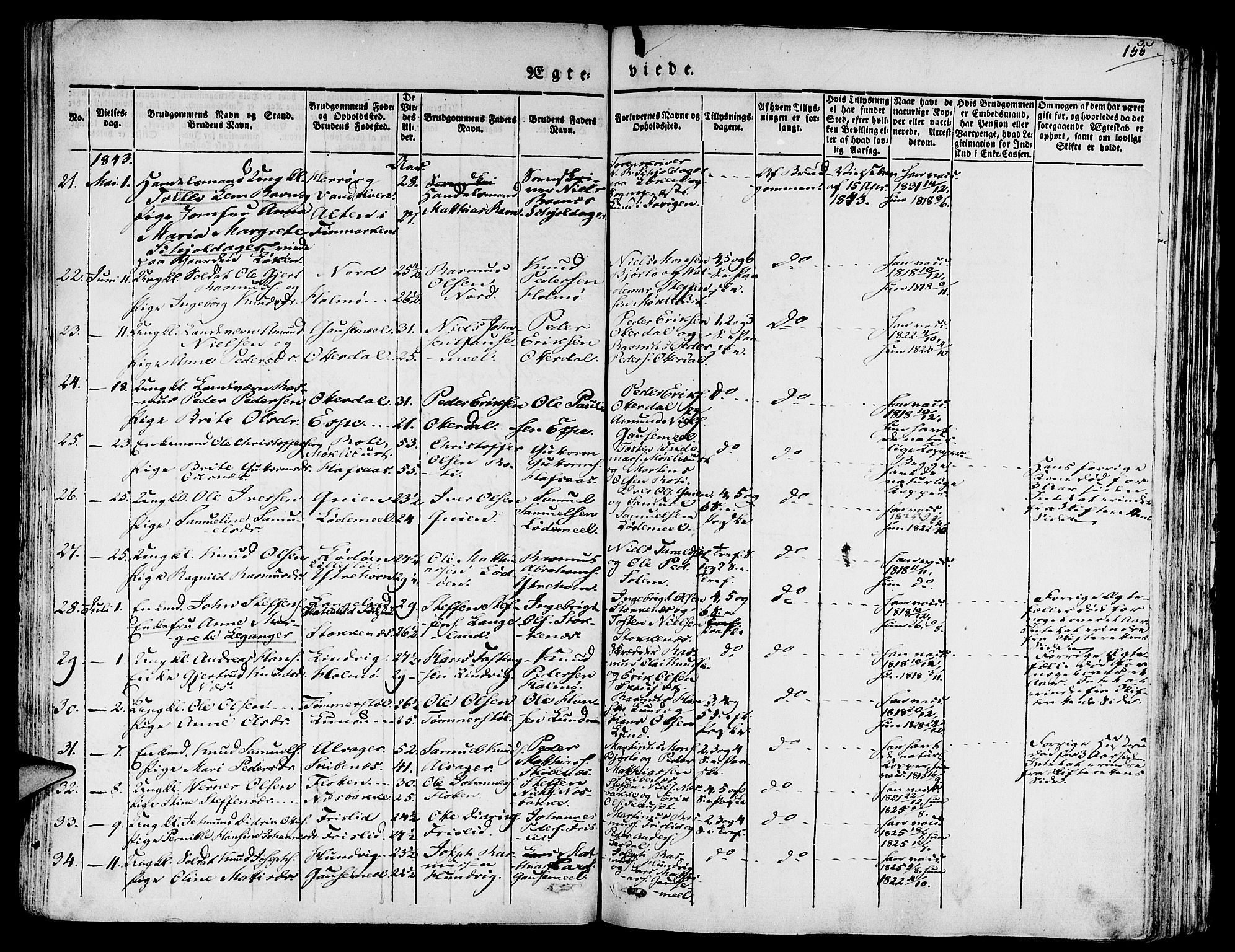 Eid sokneprestembete, AV/SAB-A-82301/H/Haa/Haaa/L0006: Parish register (official) no. A 6, 1831-1843, p. 155