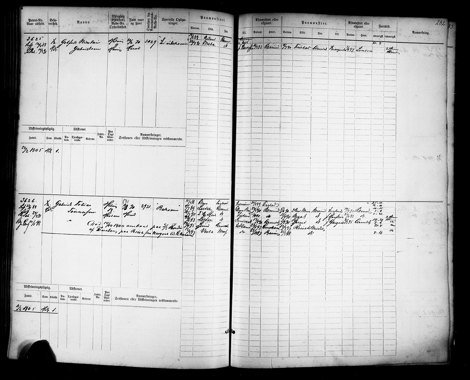 Farsund mønstringskrets, AV/SAK-2031-0017/F/Fb/L0019: Hovedrulle nr 3067-3832, Z-11, 1882-1922, p. 286