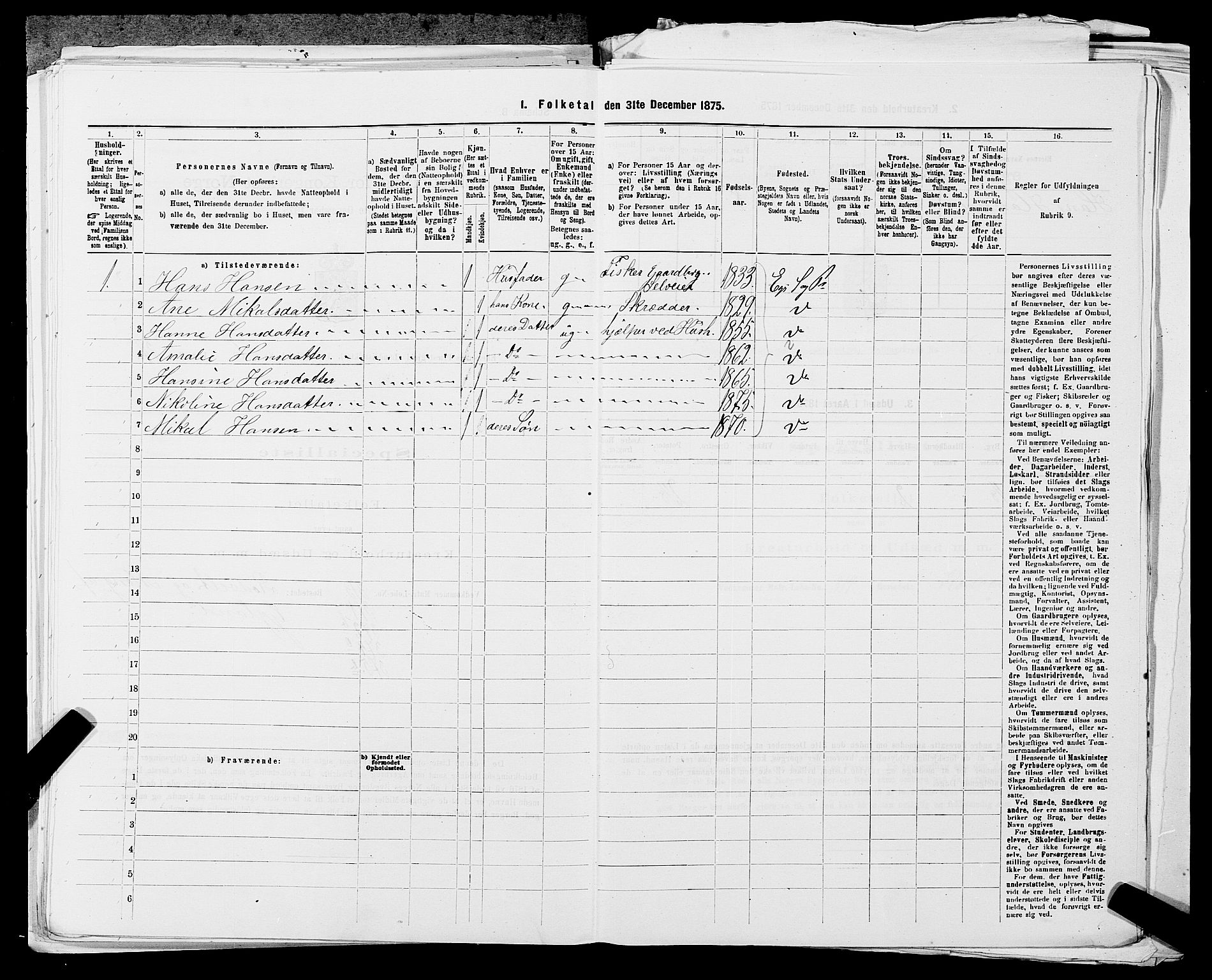 SAST, 1875 census for 1116L Eigersund/Eigersund og Ogna, 1875, p. 715