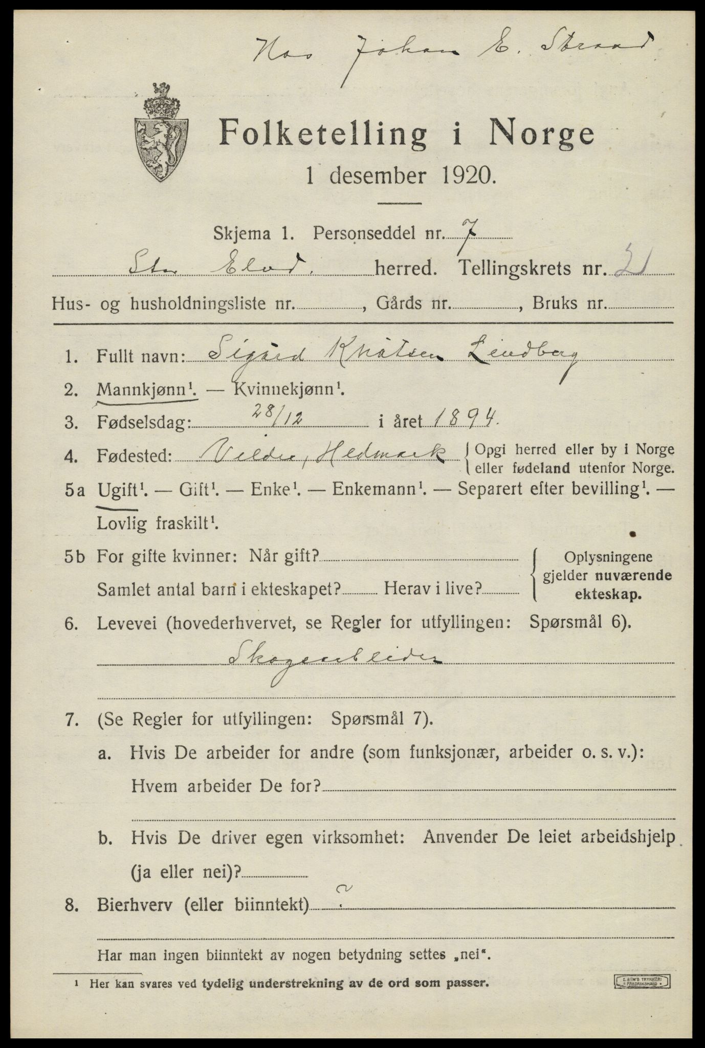 SAH, 1920 census for Stor-Elvdal, 1920, p. 2792