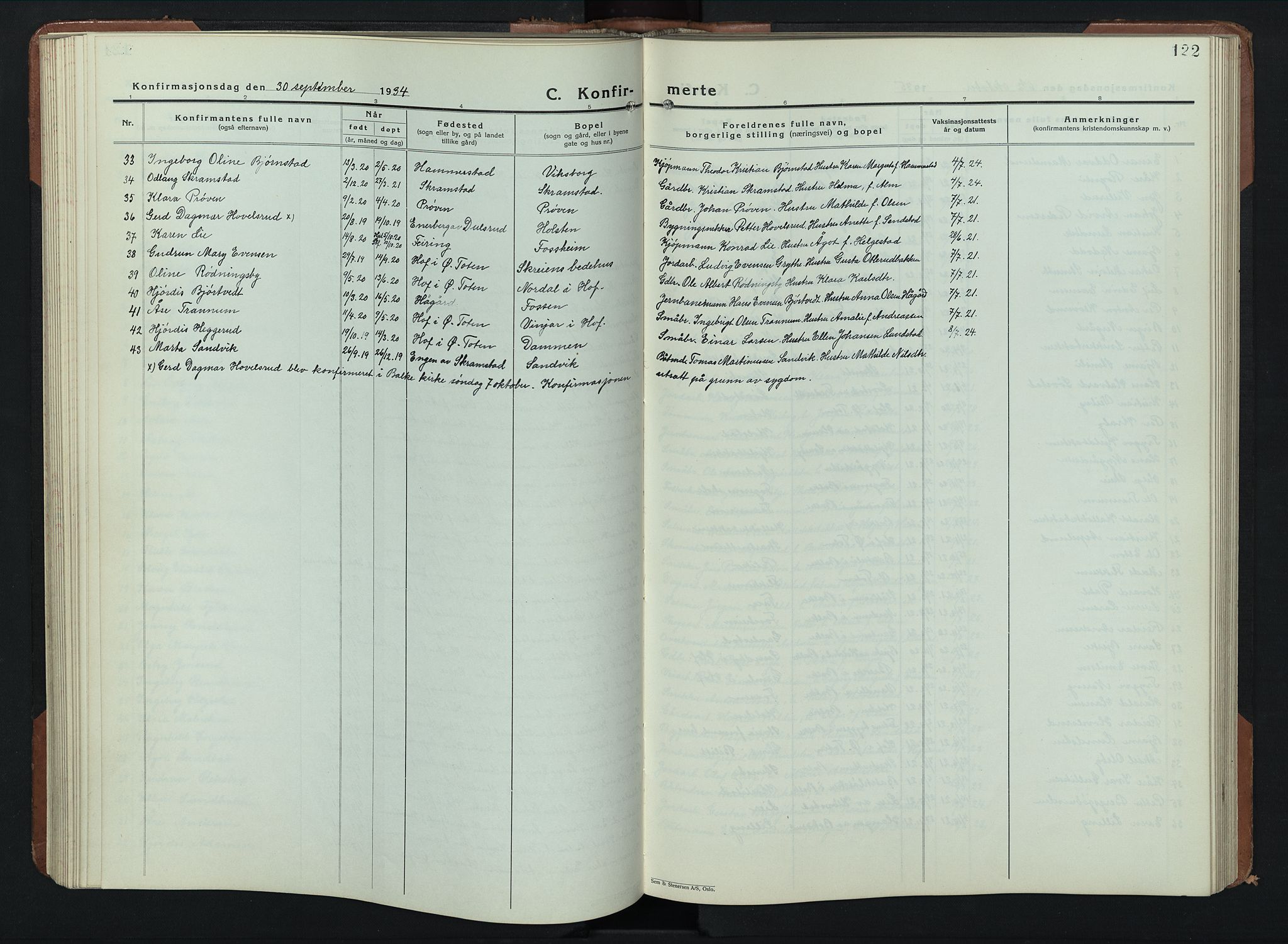 Balke prestekontor, SAH/PREST-106/H/Ha/Hab/L0002: Parish register (copy) no. 2, 1929-1951, p. 122