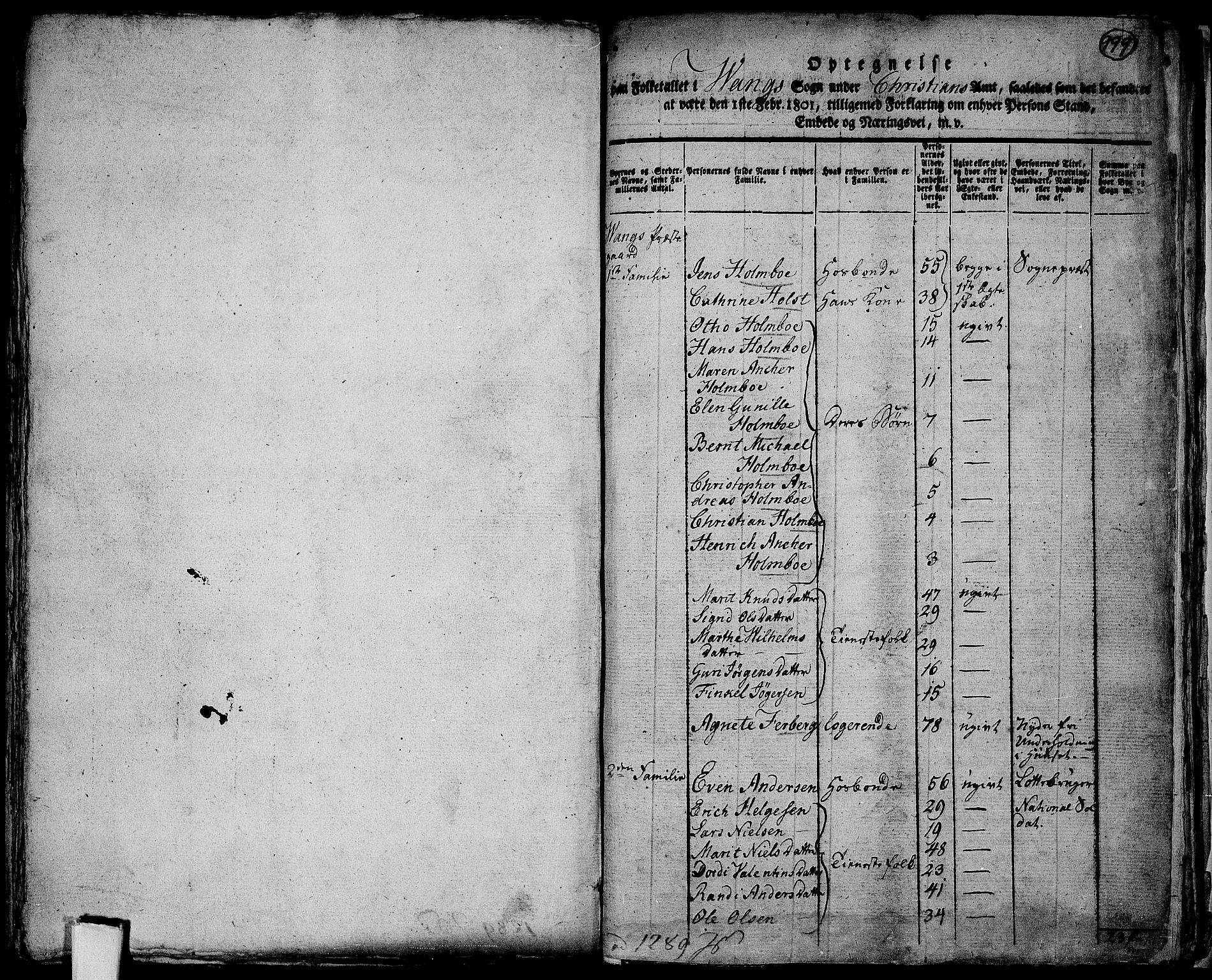 RA, 1801 census for 0545P Vang, 1801, p. 998b-999a