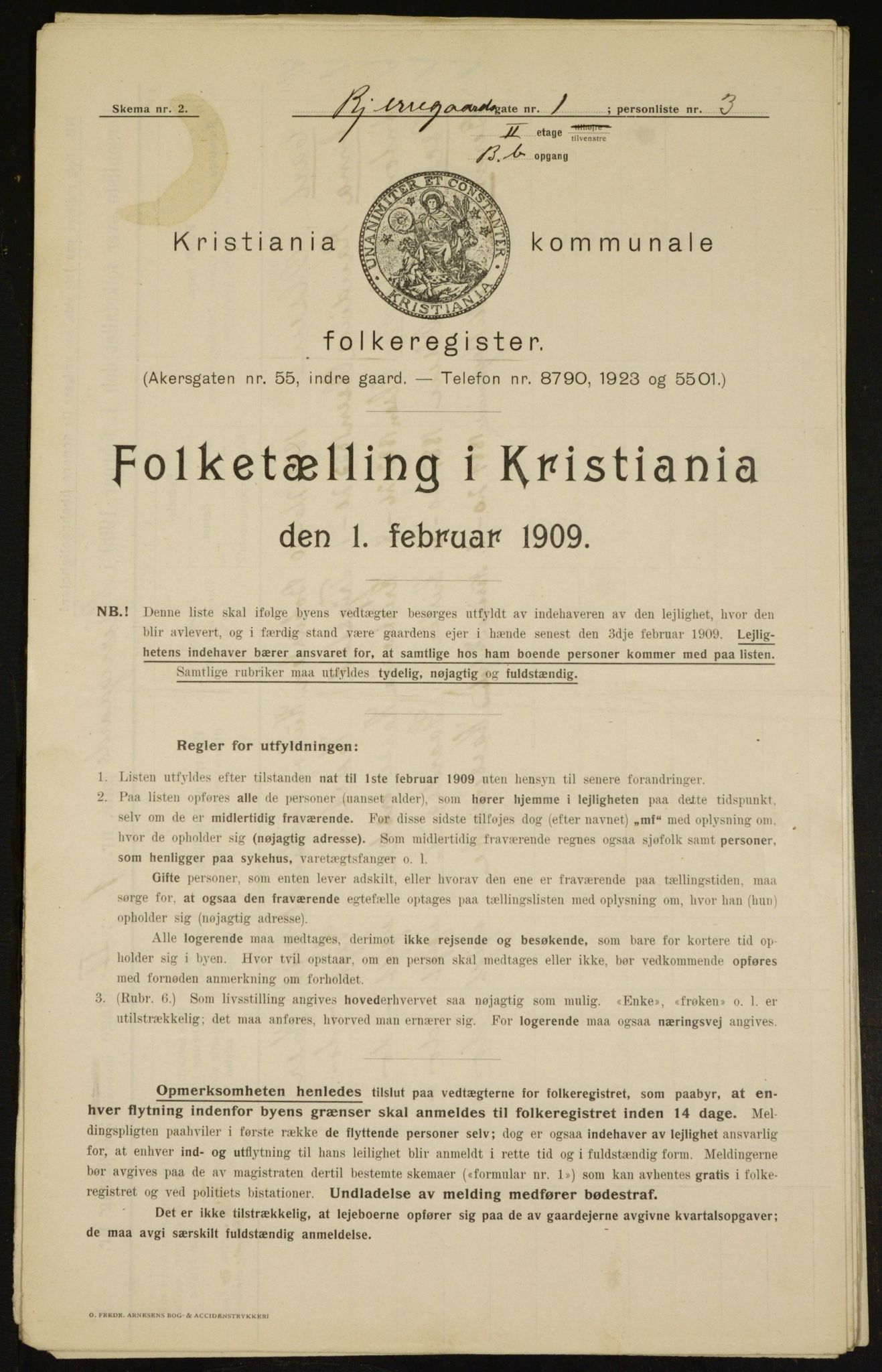 OBA, Municipal Census 1909 for Kristiania, 1909, p. 5096