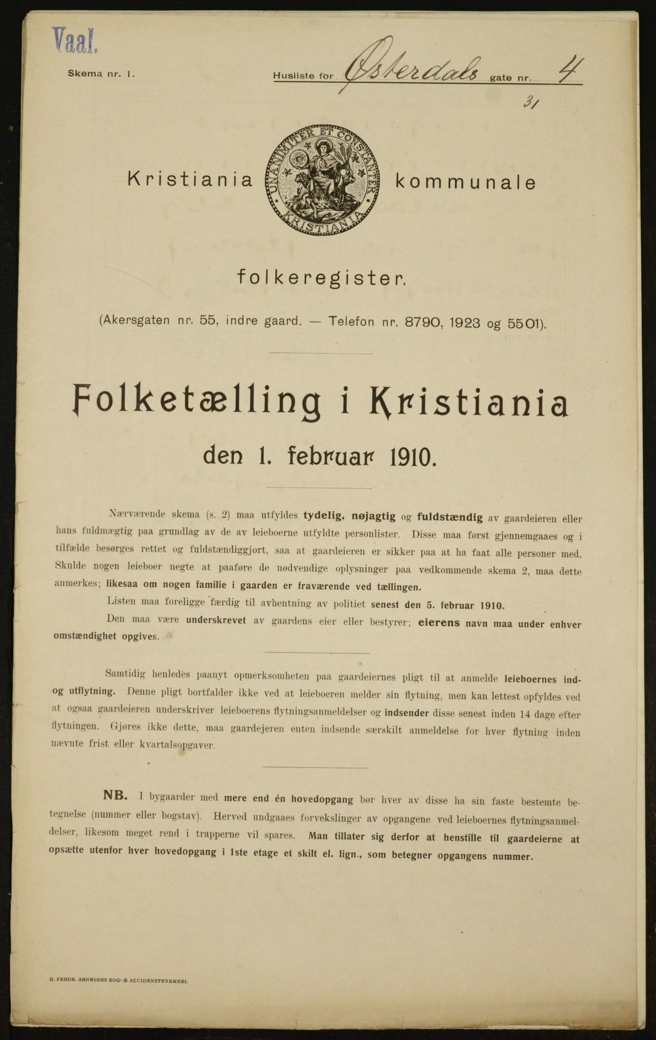 OBA, Municipal Census 1910 for Kristiania, 1910, p. 122258