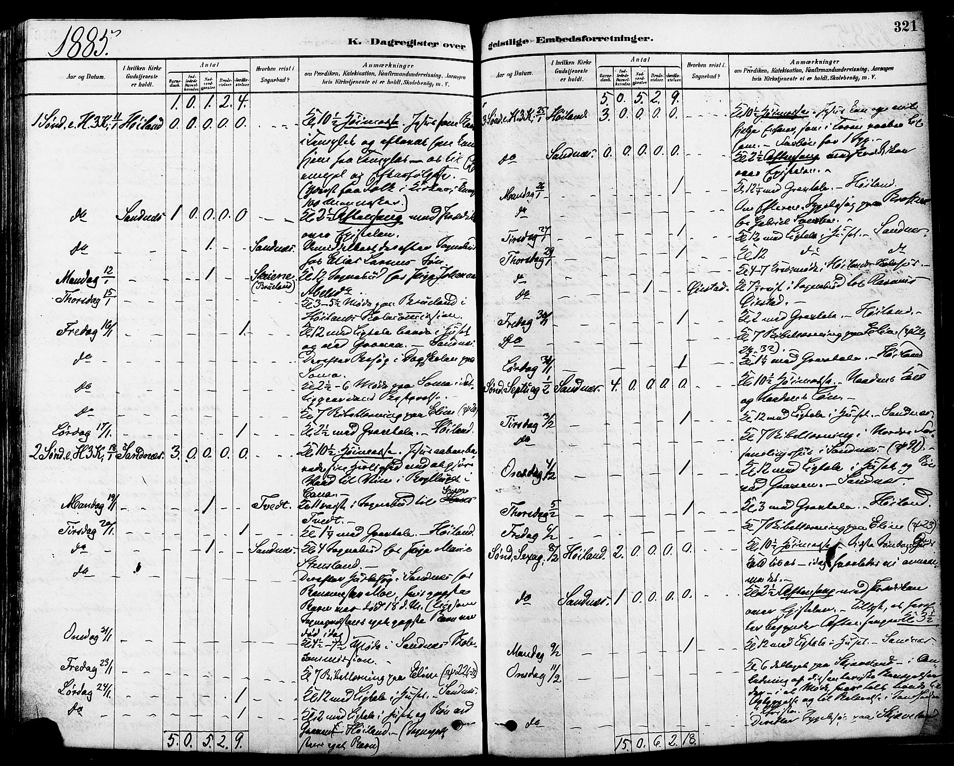 Høyland sokneprestkontor, AV/SAST-A-101799/001/30BA/L0011: Parish register (official) no. A 10, 1878-1888, p. 321