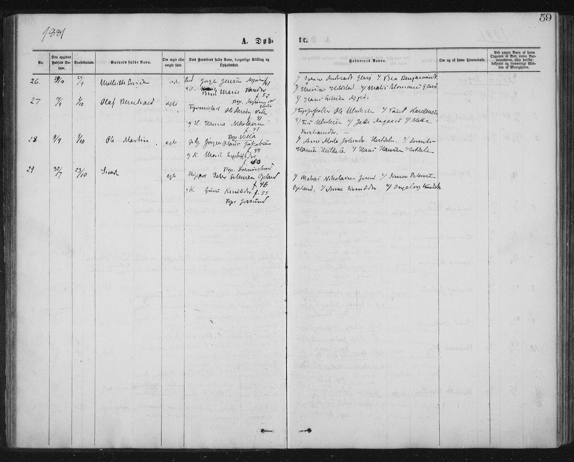 Ministerialprotokoller, klokkerbøker og fødselsregistre - Nord-Trøndelag, SAT/A-1458/771/L0596: Parish register (official) no. 771A03, 1870-1884, p. 59