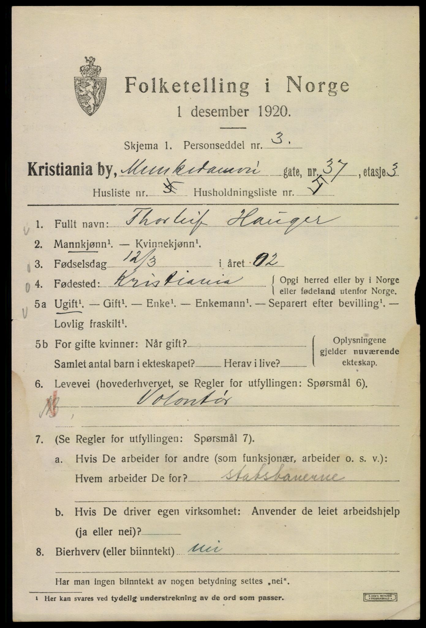 SAO, 1920 census for Kristiania, 1920, p. 402377