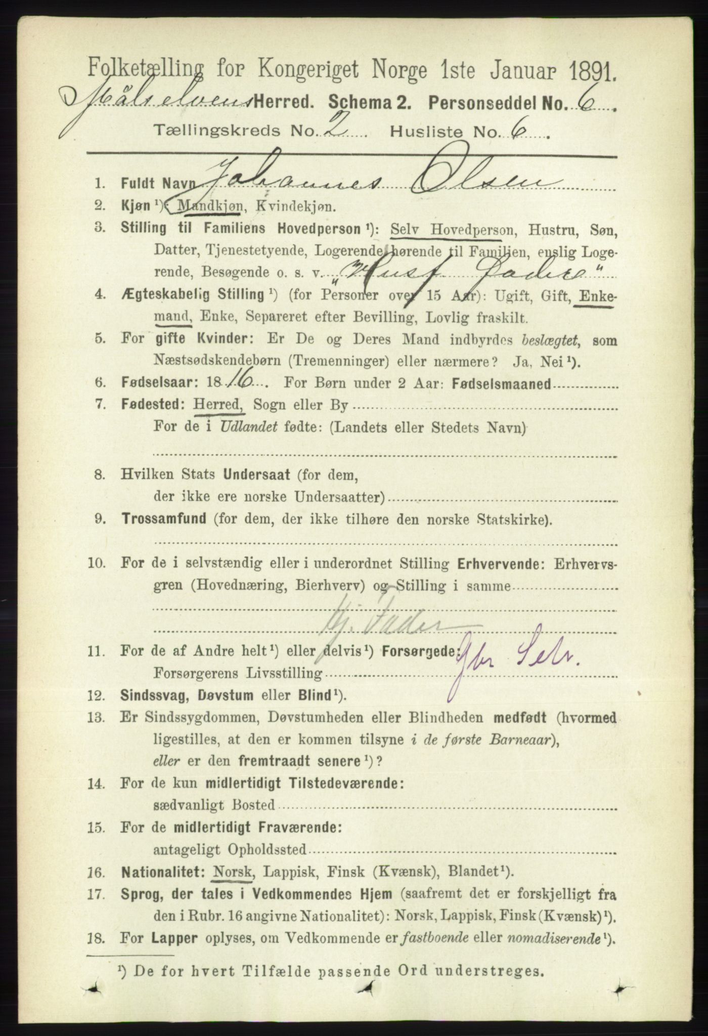RA, 1891 census for 1924 Målselv, 1891, p. 328