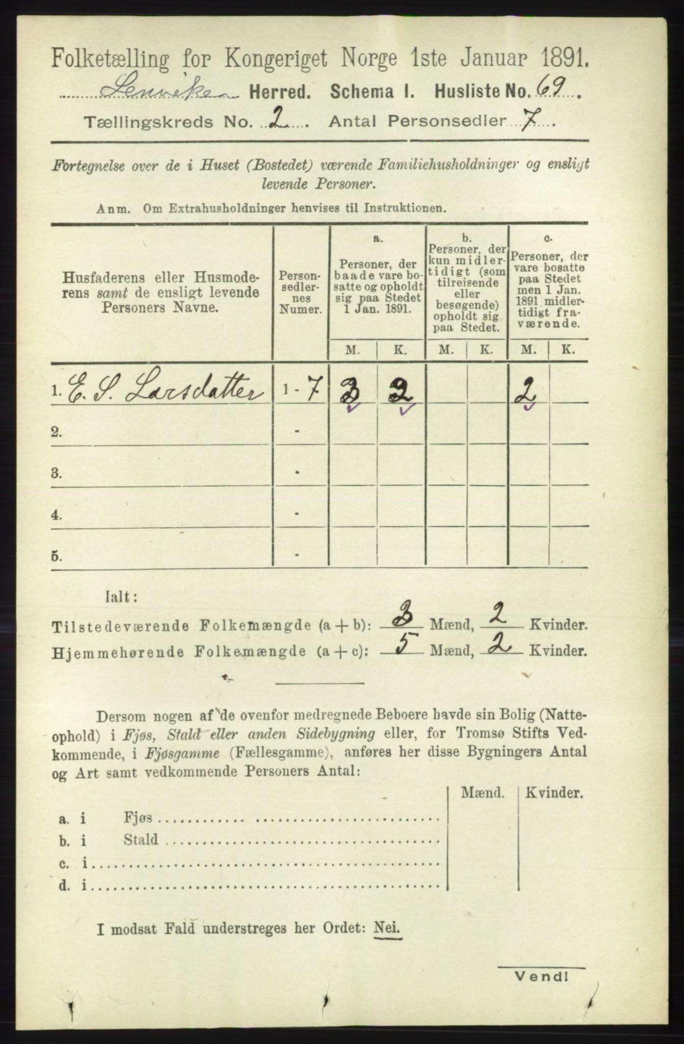 RA, 1891 census for 1931 Lenvik, 1891, p. 771