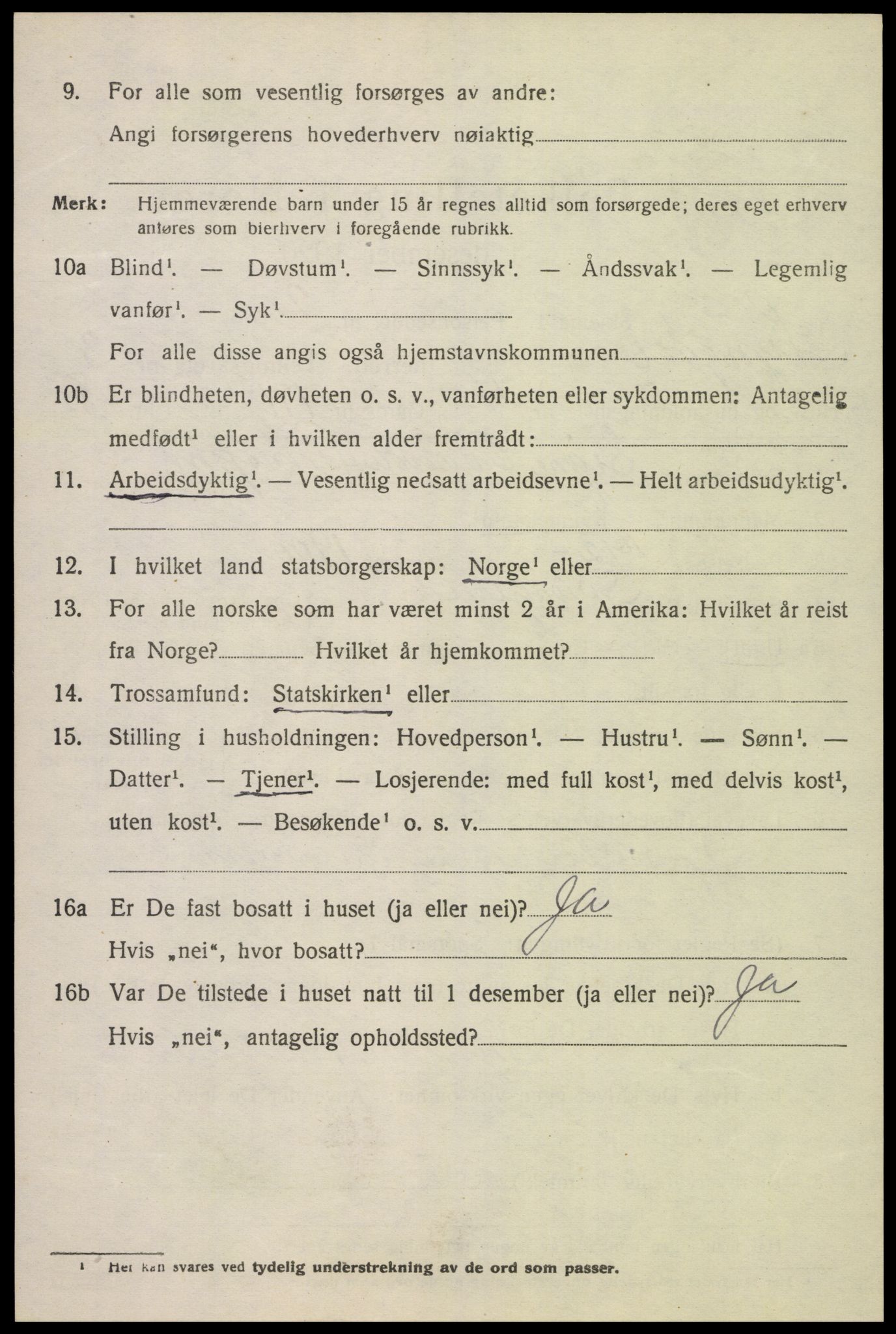 SAK, 1920 census for Lyngdal, 1920, p. 1948