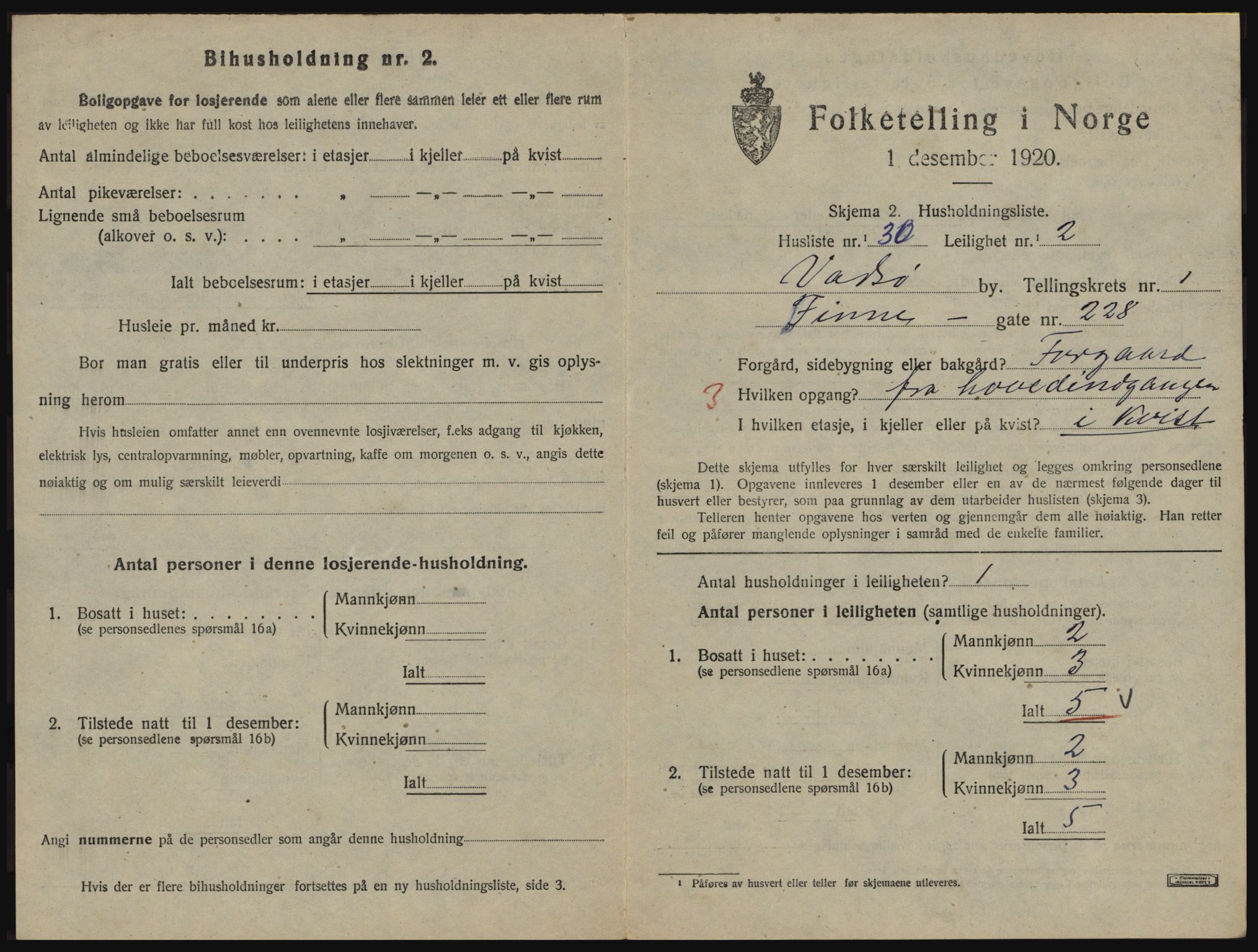 SATØ, 1920 census for Vadsø, 1920, p. 656