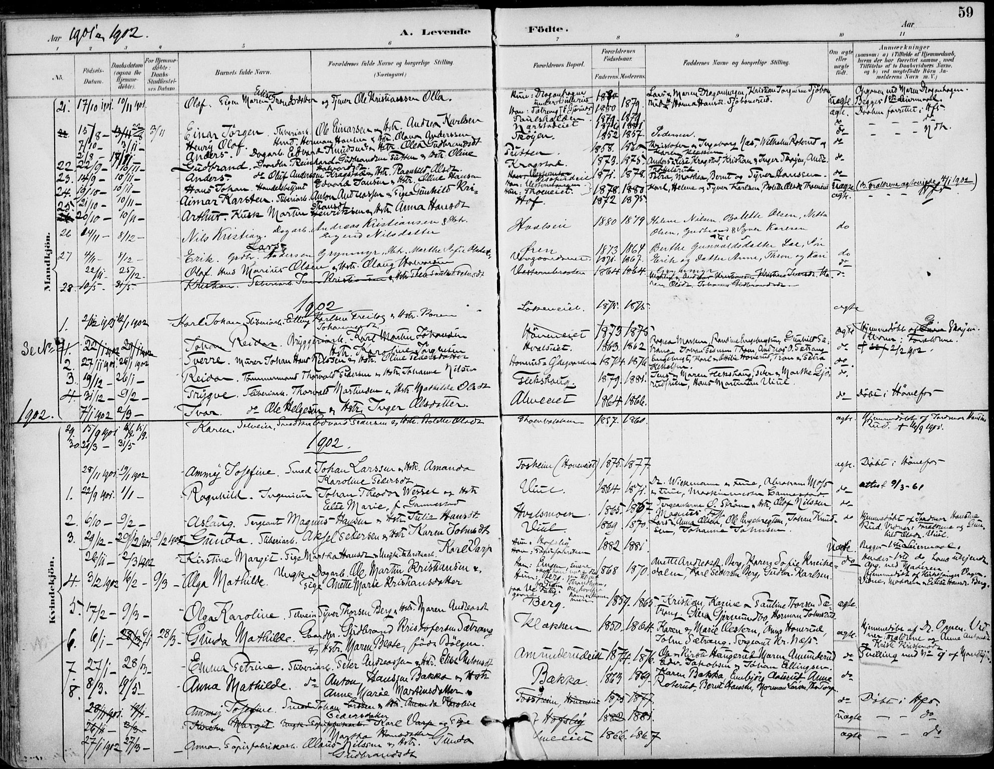 Haug kirkebøker, AV/SAKO-A-604/F/Fa/L0001: Parish register (official) no. 1, 1885-1917, p. 59