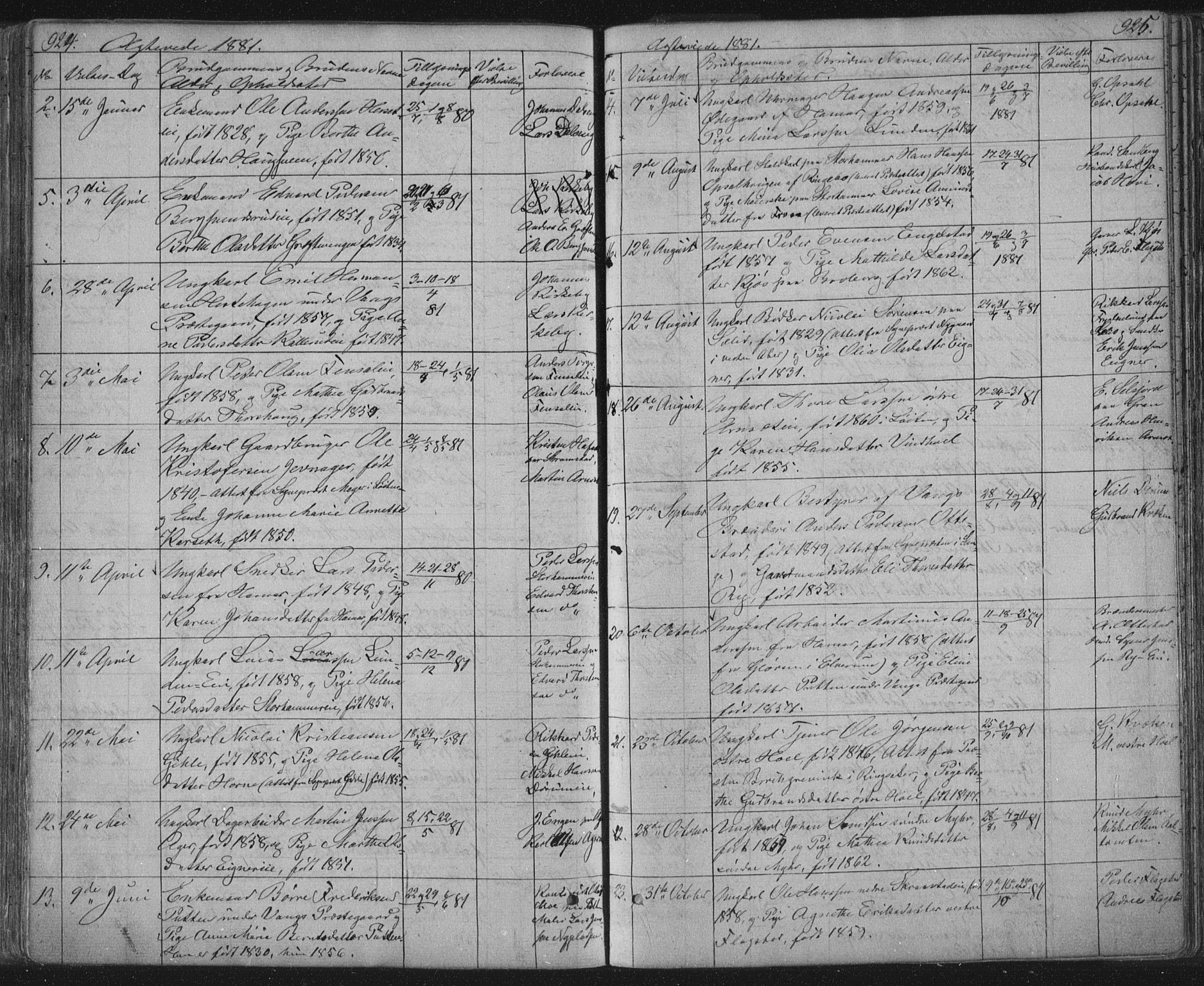 Vang prestekontor, Hedmark, AV/SAH-PREST-008/H/Ha/Hab/L0010B: Parish register (copy) no. 10b, 1854-1896, p. 924-925