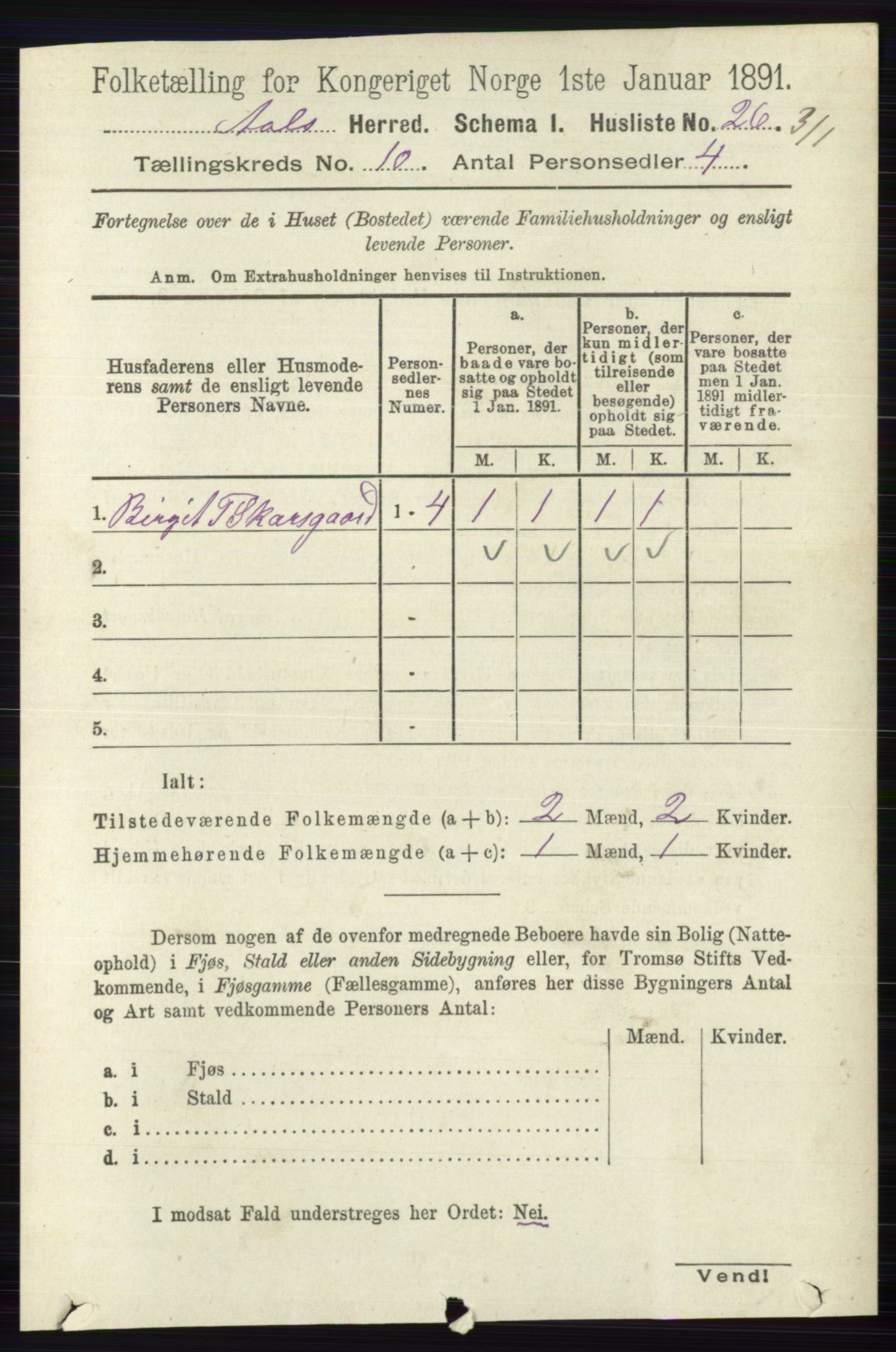 RA, 1891 census for 0619 Ål, 1891, p. 2687