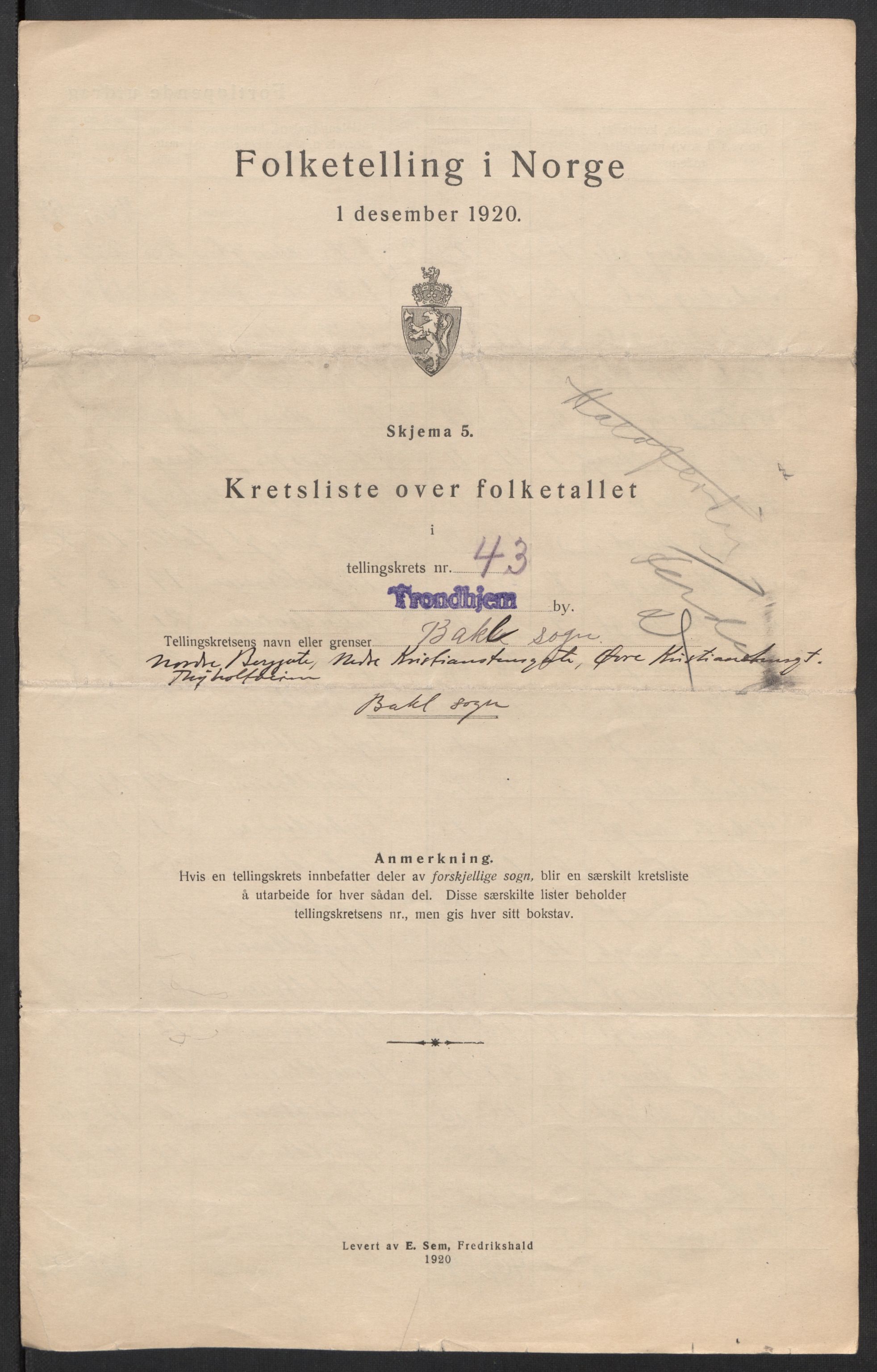 SAT, 1920 census for Trondheim, 1920, p. 143