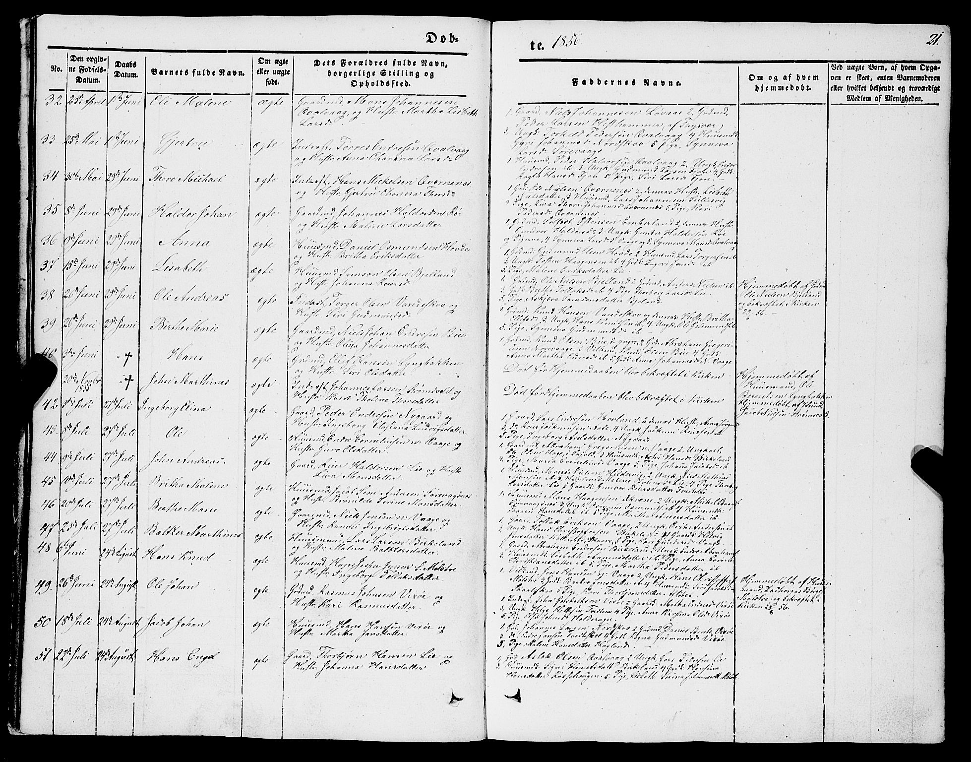Sveio Sokneprestembete, SAB/A-78501/H/Hab: Parish register (copy) no. A 1, 1851-1865, p. 21