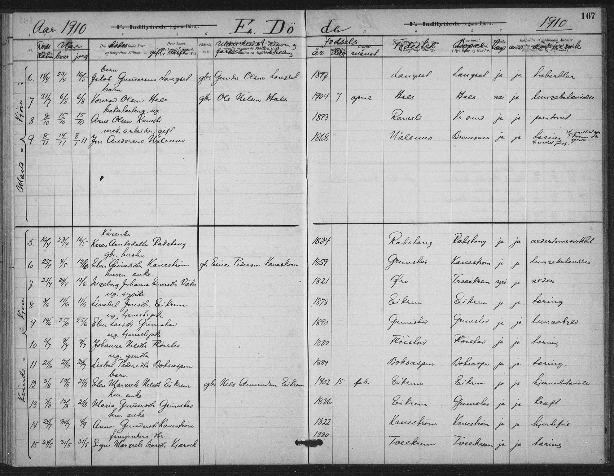 Ministerialprotokoller, klokkerbøker og fødselsregistre - Møre og Romsdal, AV/SAT-A-1454/587/L1000: Parish register (official) no. 587A02, 1887-1910, p. 167