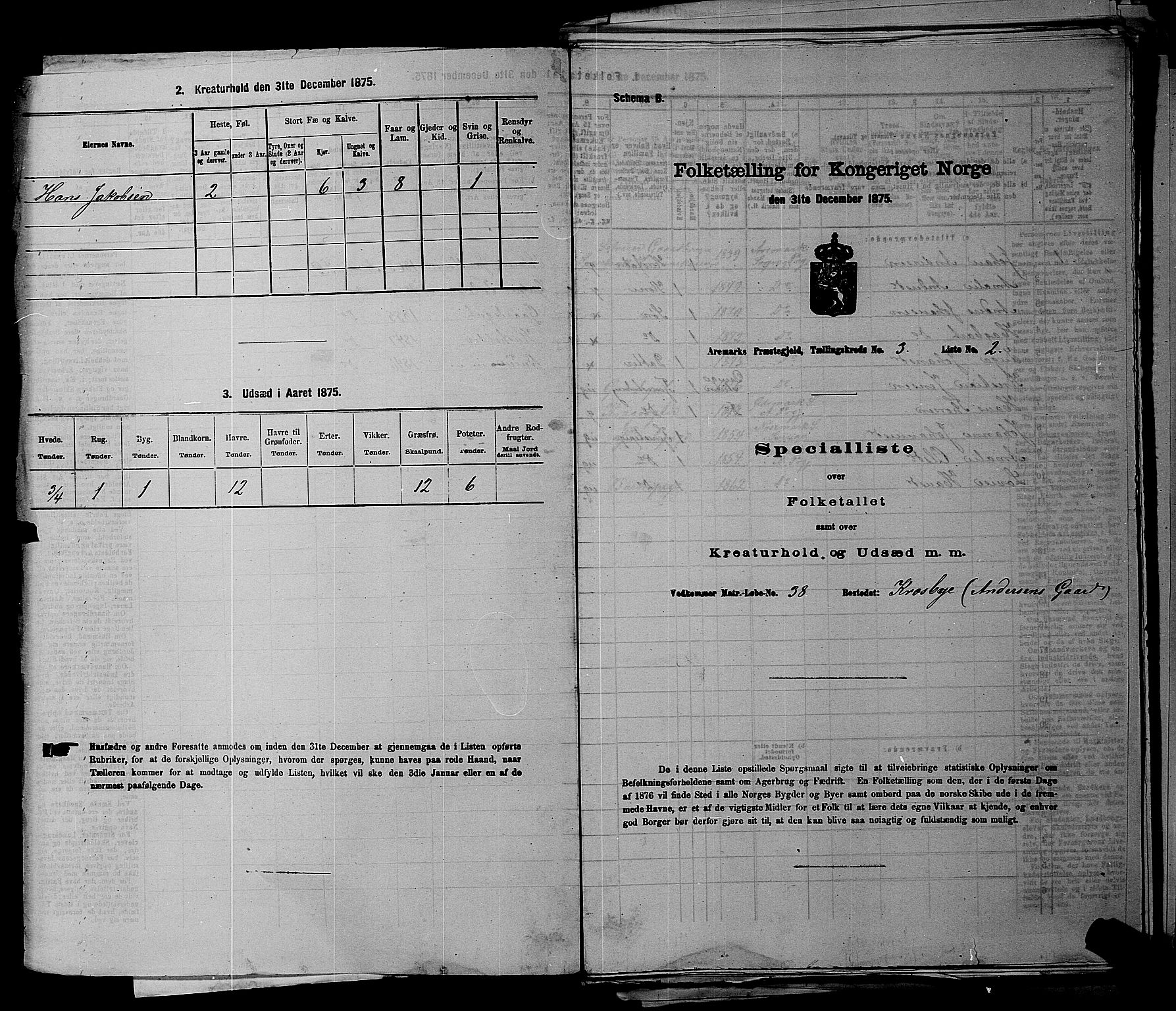 RA, 1875 census for 0118P Aremark, 1875, p. 384