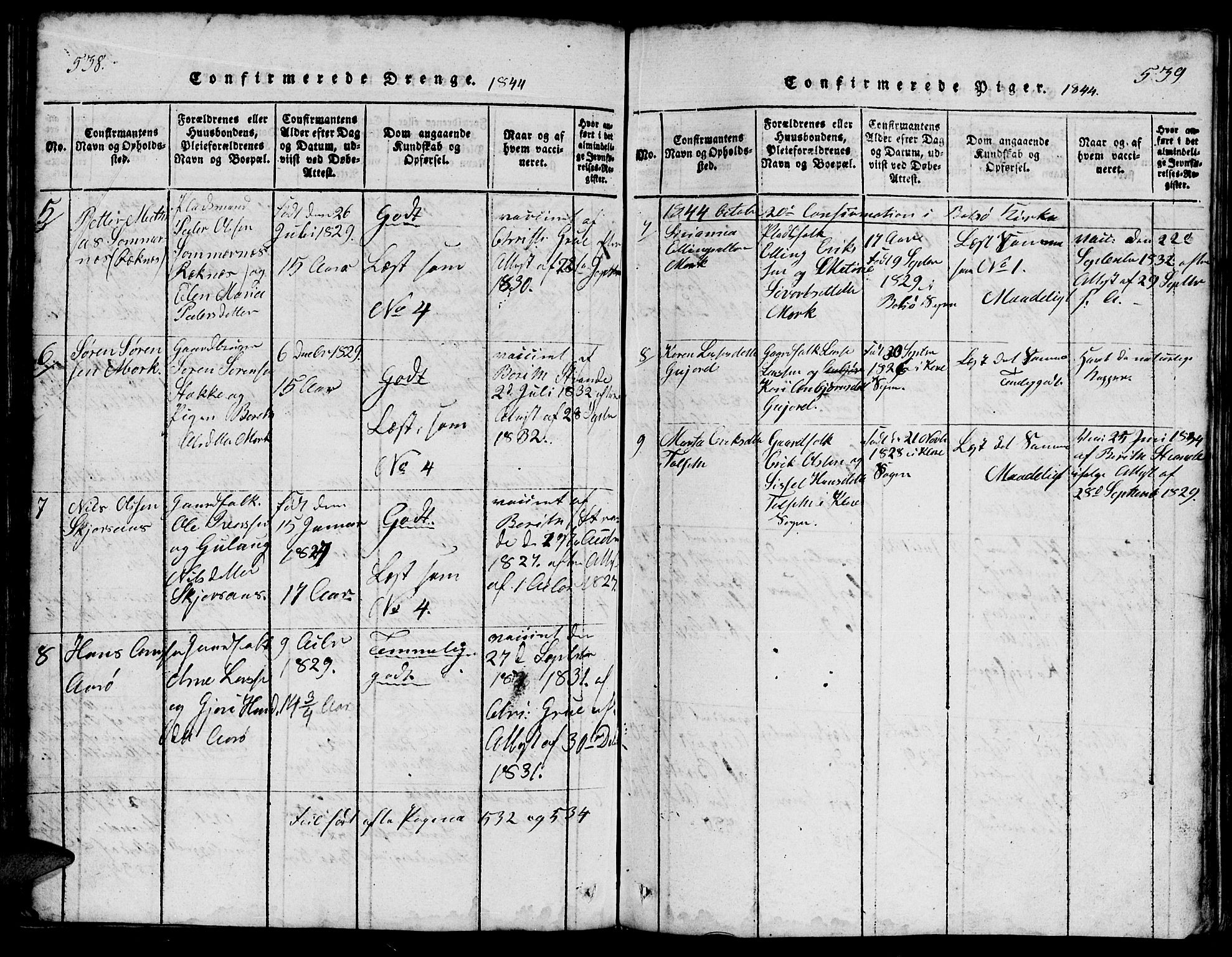 Ministerialprotokoller, klokkerbøker og fødselsregistre - Møre og Romsdal, AV/SAT-A-1454/555/L0665: Parish register (copy) no. 555C01, 1818-1868, p. 538-539