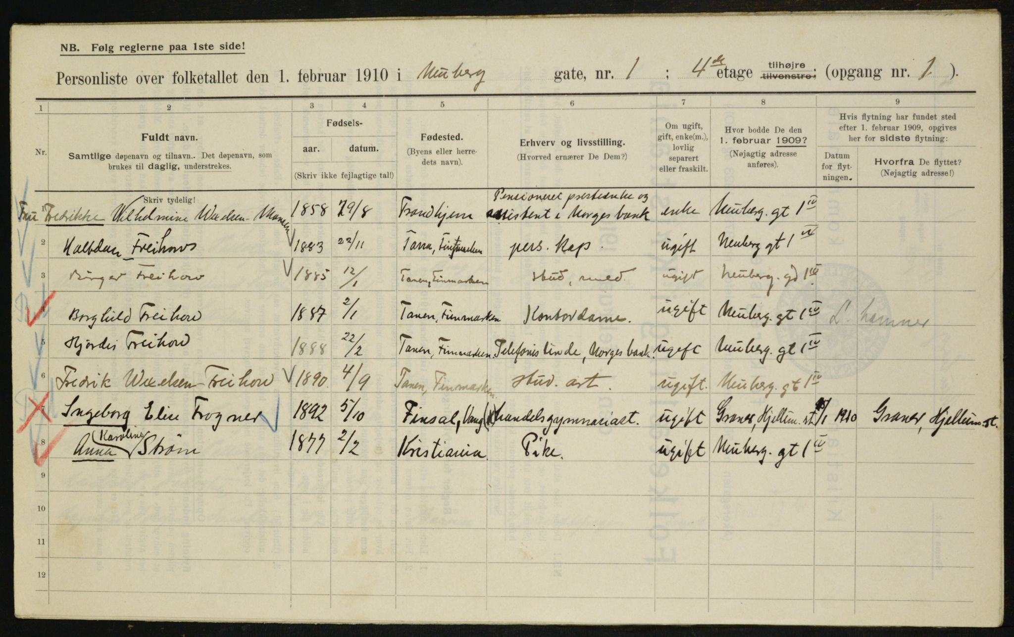 OBA, Municipal Census 1910 for Kristiania, 1910, p. 67328