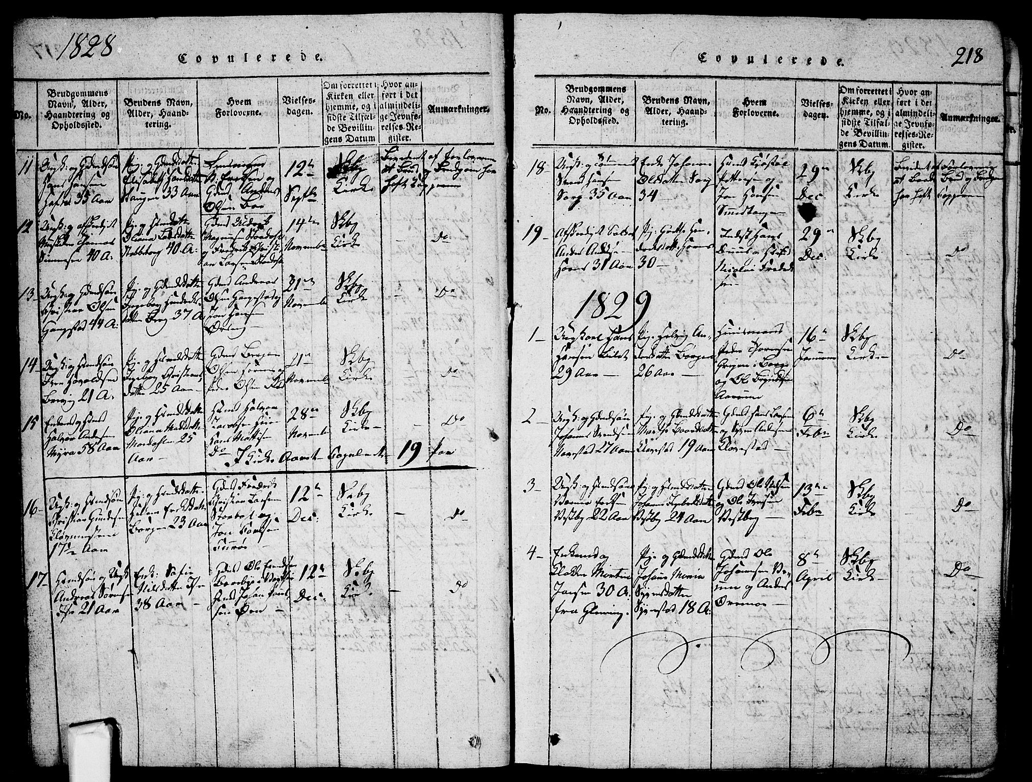 Skjeberg prestekontor Kirkebøker, SAO/A-10923/G/Ga/L0001: Parish register (copy) no. I 1, 1815-1830, p. 218