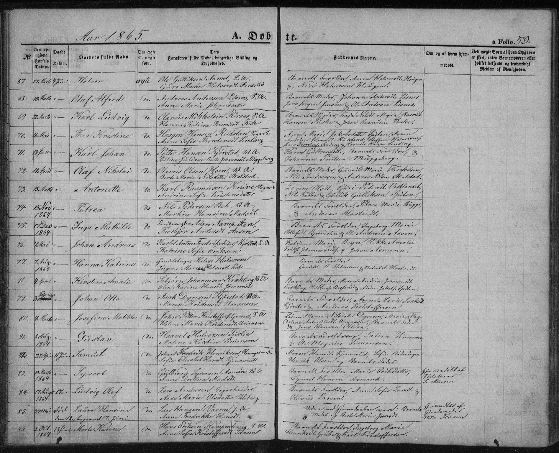 Kongsberg kirkebøker, SAKO/A-22/F/Fa/L0010: Parish register (official) no. I 10, 1859-1875, p. 59