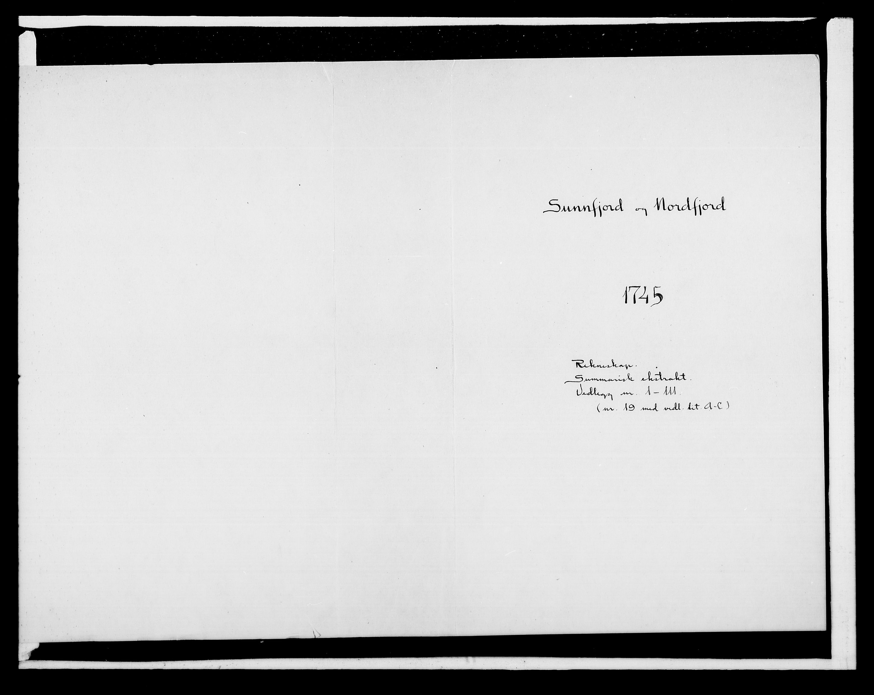 Rentekammeret inntil 1814, Reviderte regnskaper, Fogderegnskap, RA/EA-4092/R53/L3471: Fogderegnskap Sunn- og Nordfjord, 1745, p. 1