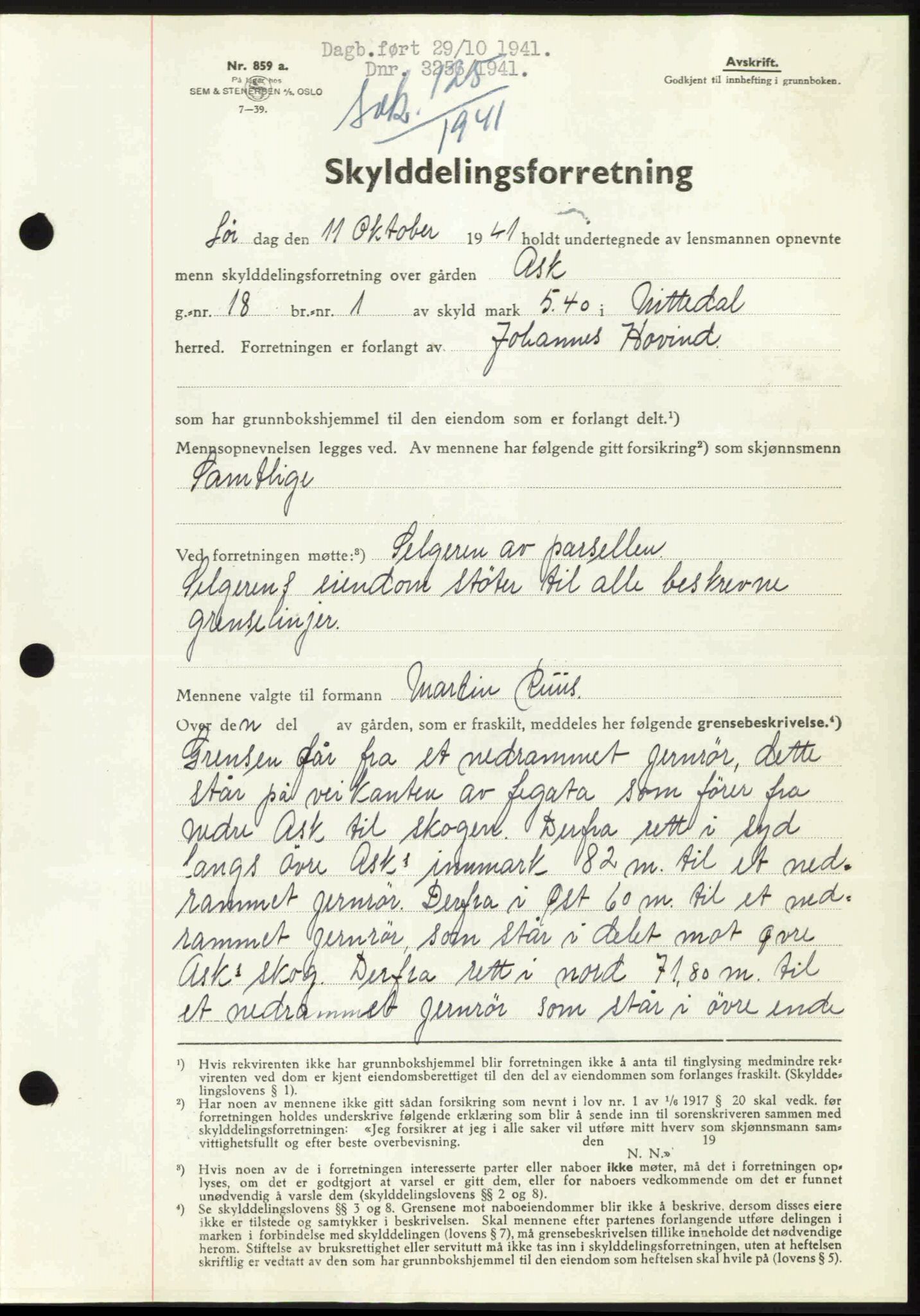 Nedre Romerike sorenskriveri, AV/SAO-A-10469/G/Gb/Gbd/L0006: Mortgage book no. 6, 1941-1941, Diary no: : 3256/1941